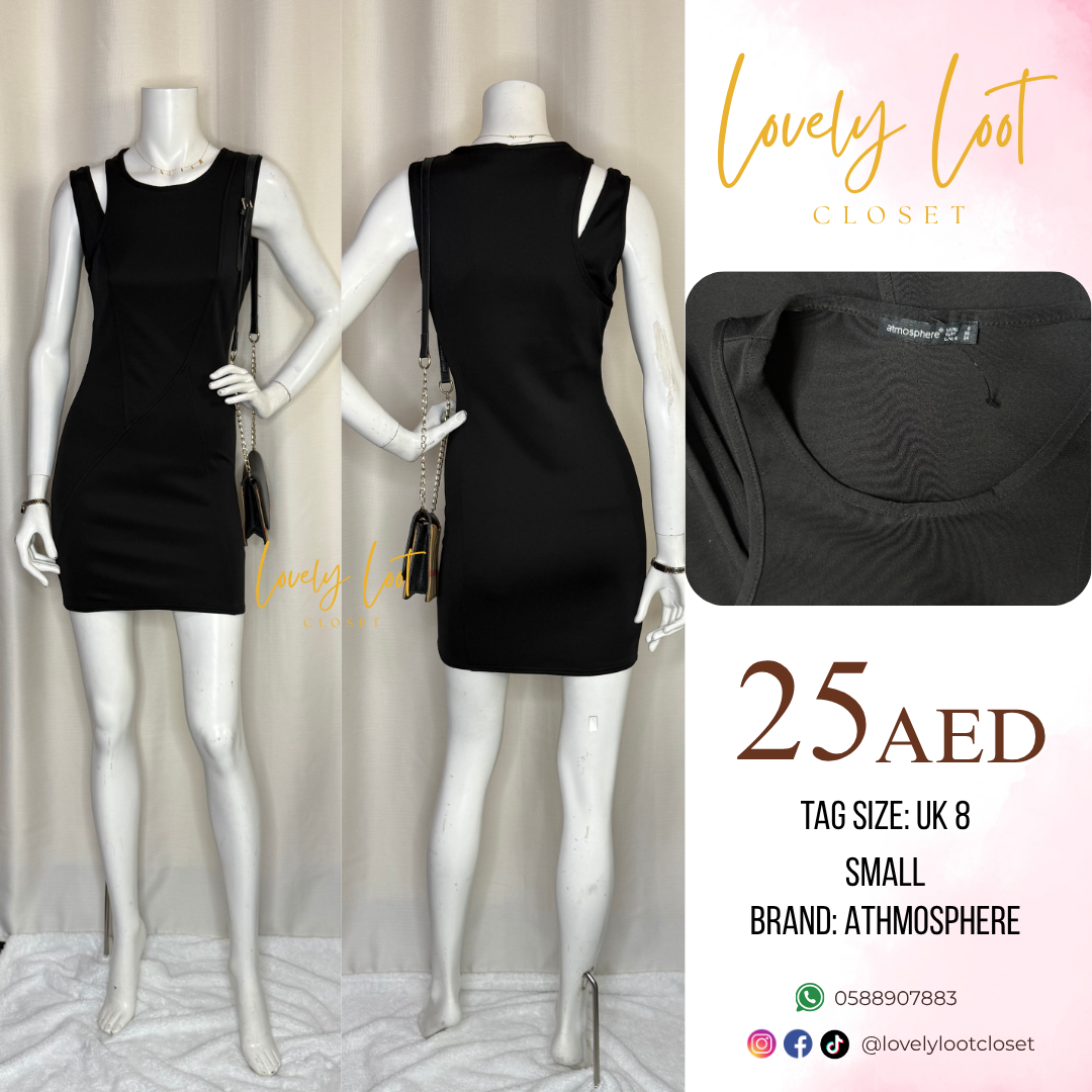 Athmospehere Black Bodycon Mini Dress (UK 8 / S)