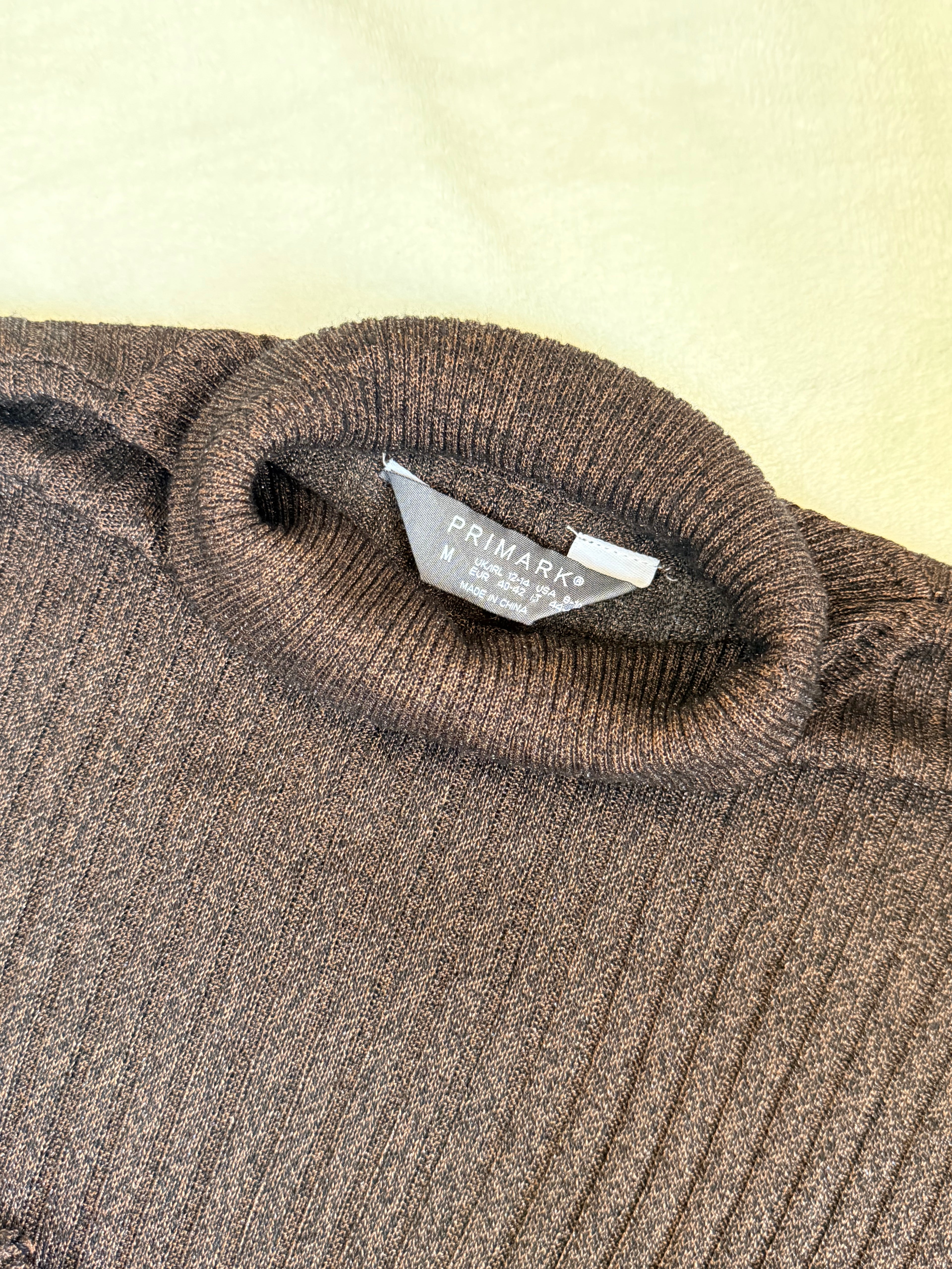 Primark Brown Ribbed Turtleneck Sweater | UK 12/14