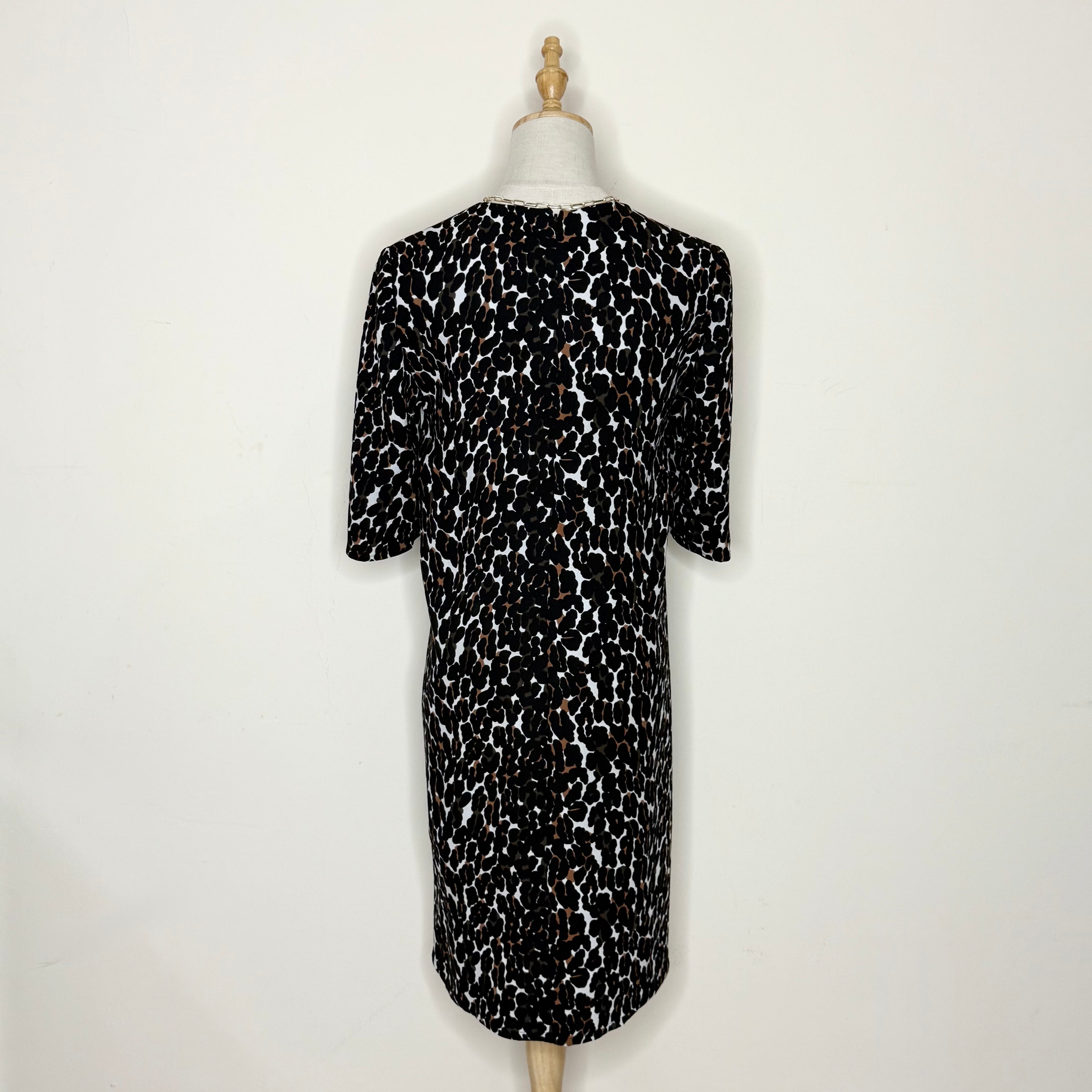Whistles Black & Brown Leopard Print Dress