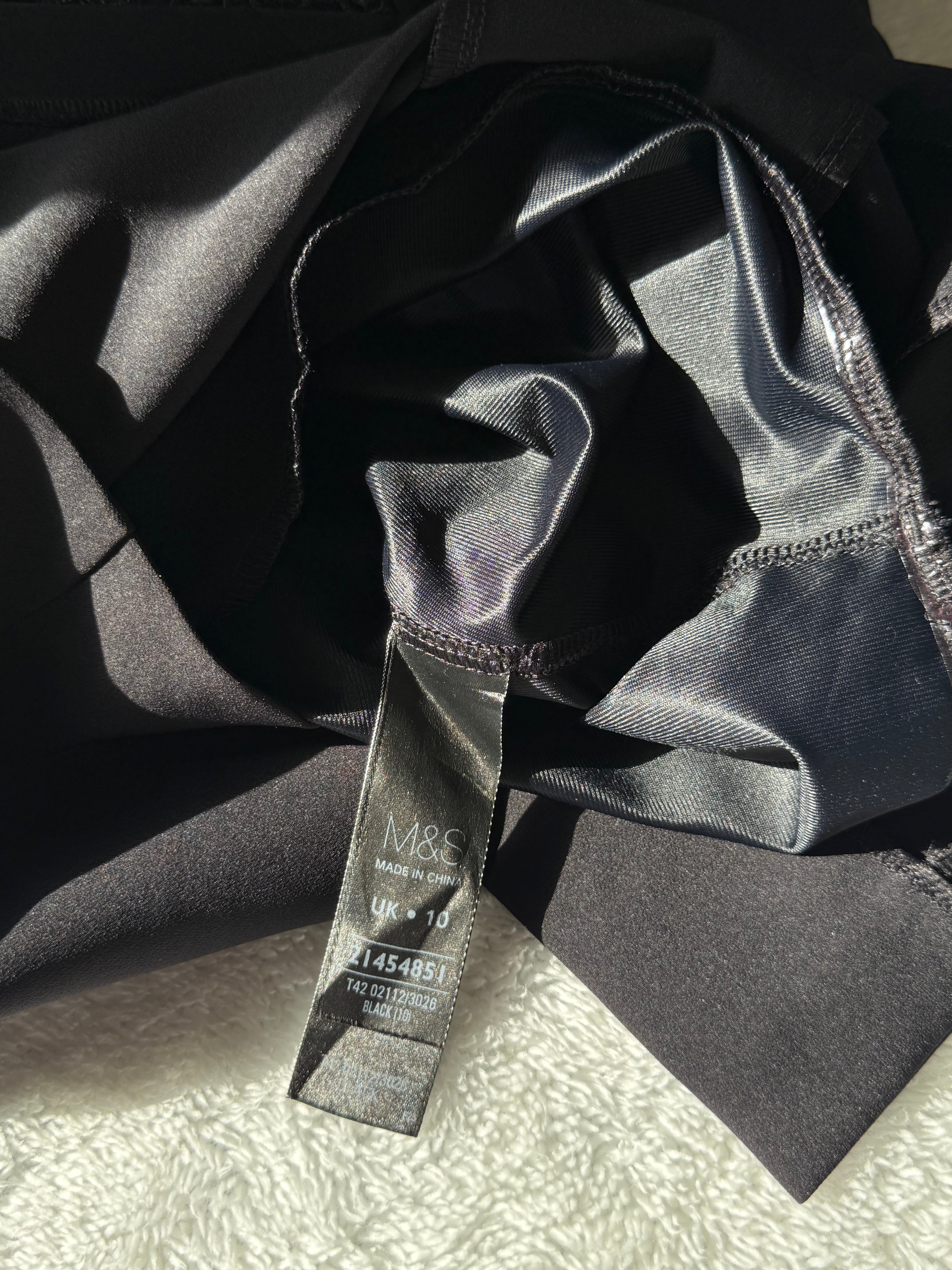 Marks & Spencer Black Dress with Lace Panel Details | UK 10 (Preloved)