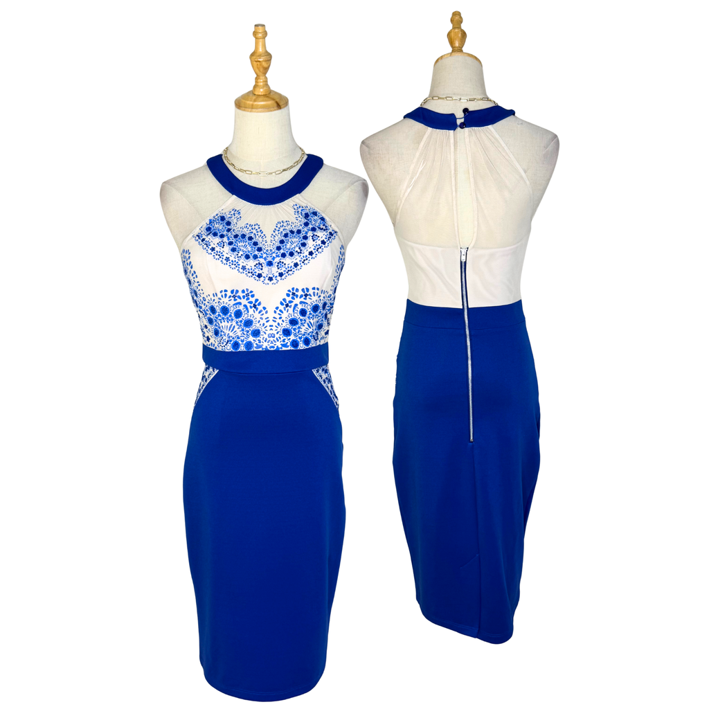 💙 Amy Child Royal Blue & Lace Halter Dress (UK 8)