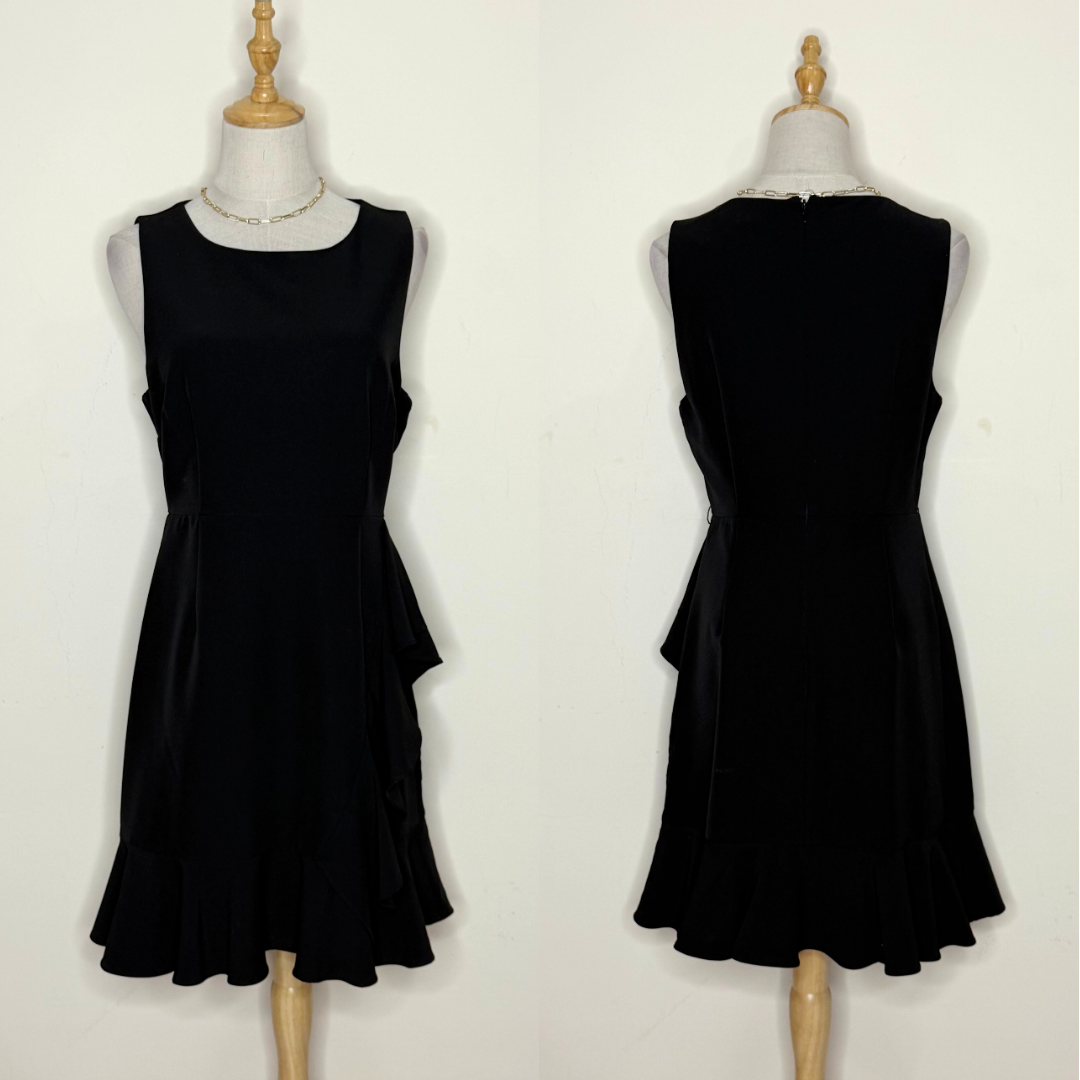 Sleeveless Black A-Line Dress (Medium)