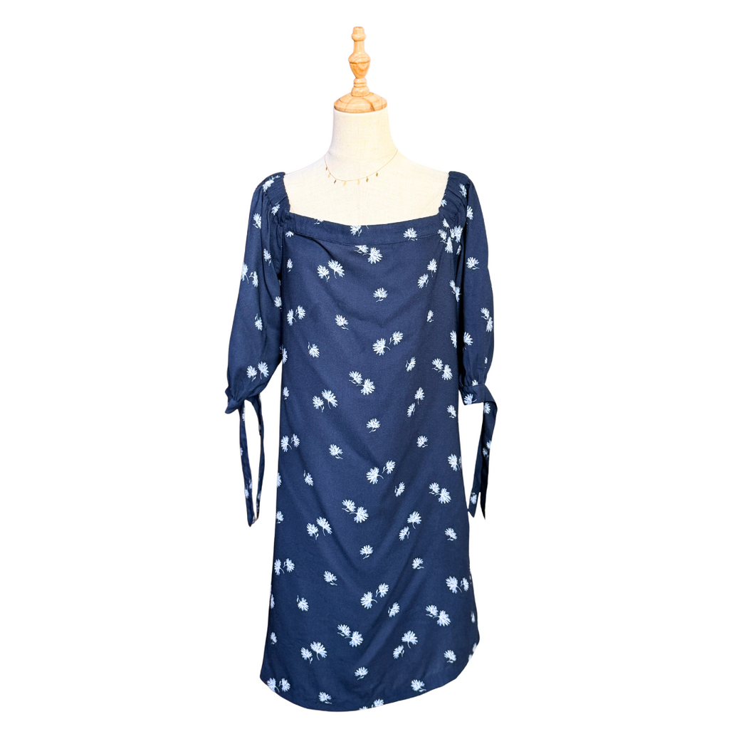 Daisy-Print Puff Sleeve Dress