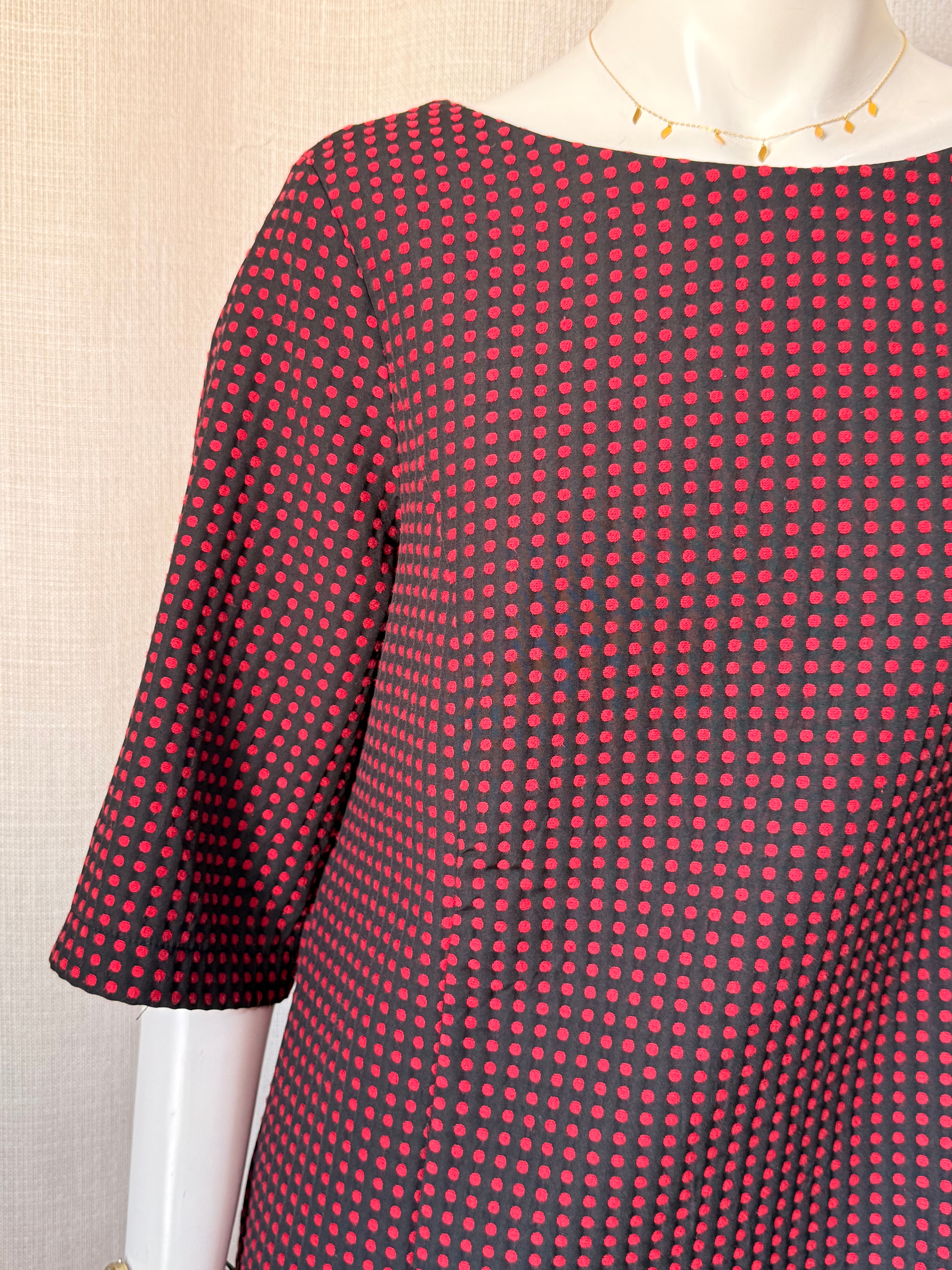 Preccio Colors Concept Red & Black Polka Dot Shift Dress (Size 50)