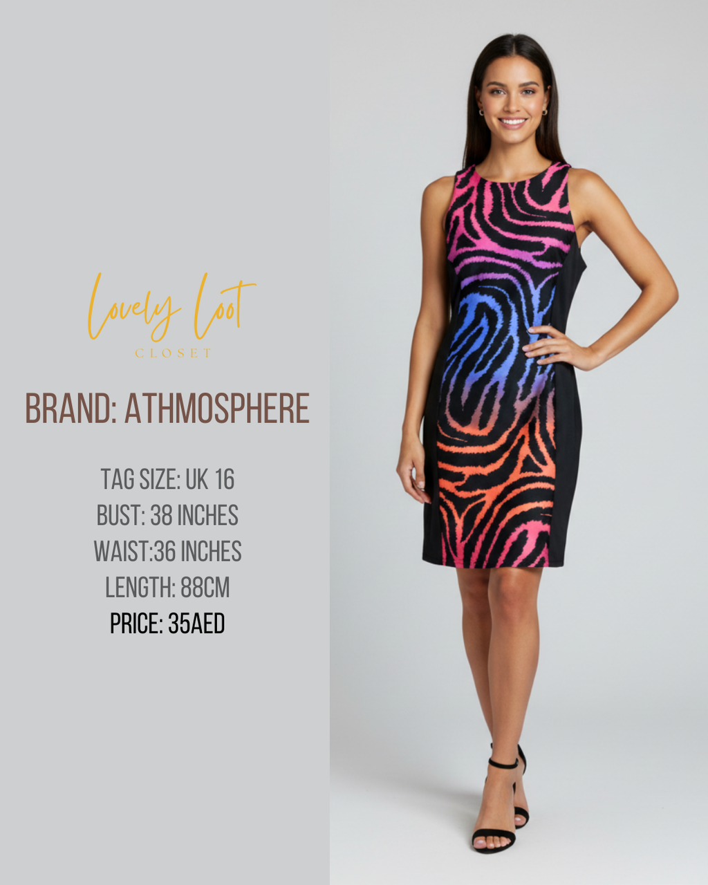🌈 Bold & Bright: Athmosphere Zebra Print Dress (UK 16)