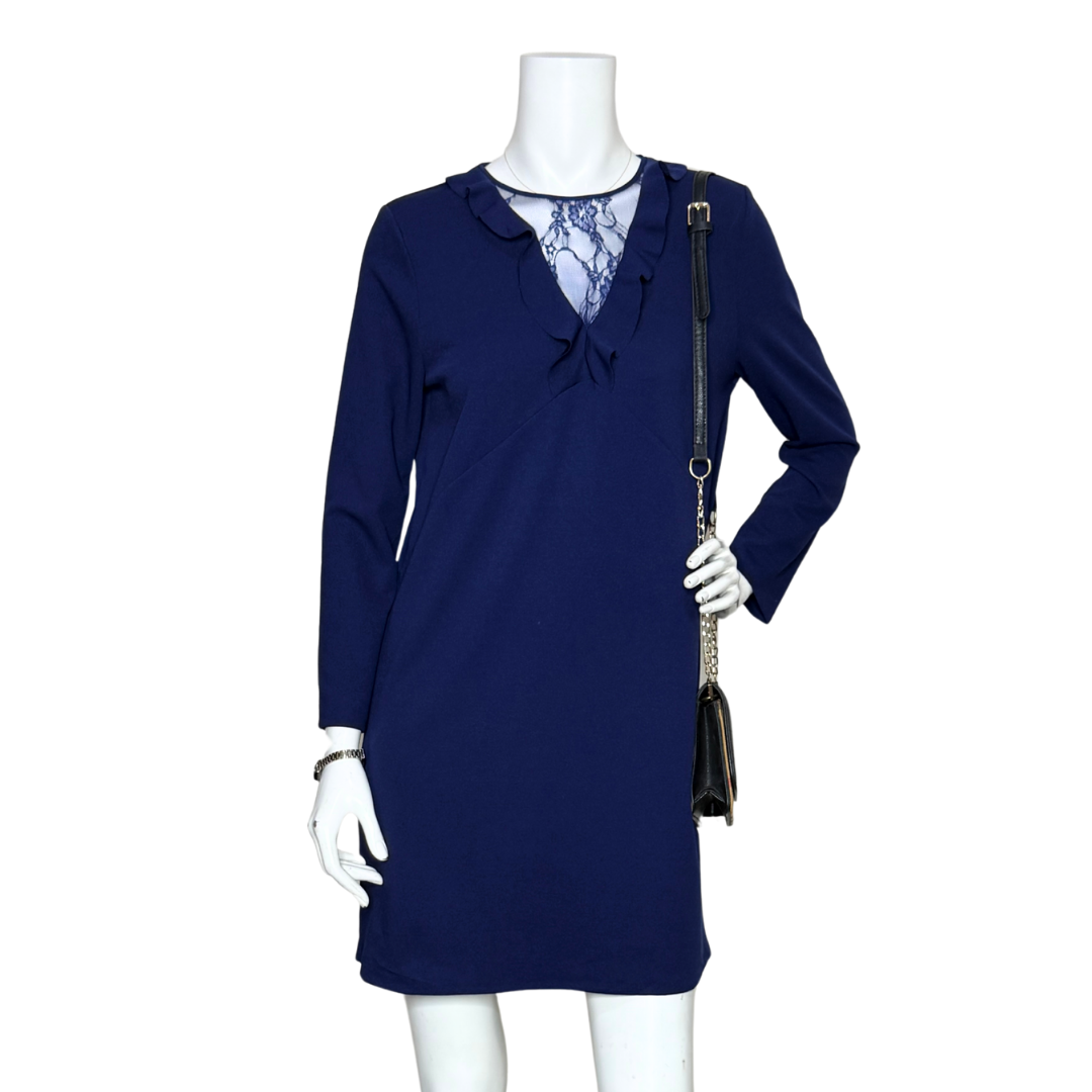 Mango Lace V-Neck Shift Dress (Large)