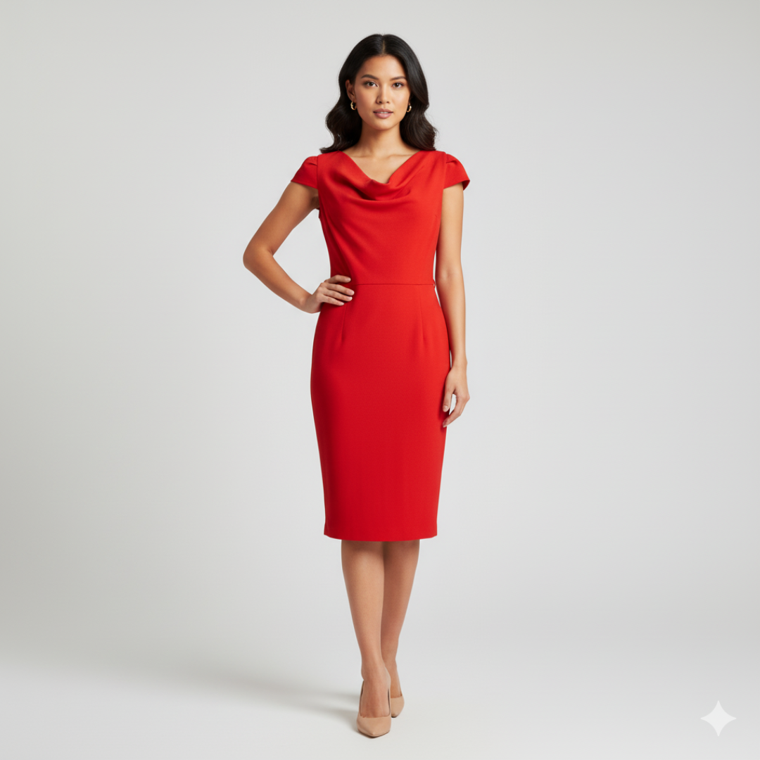 Next Tall Red Cowl Neck Tailored Dress | UK 12