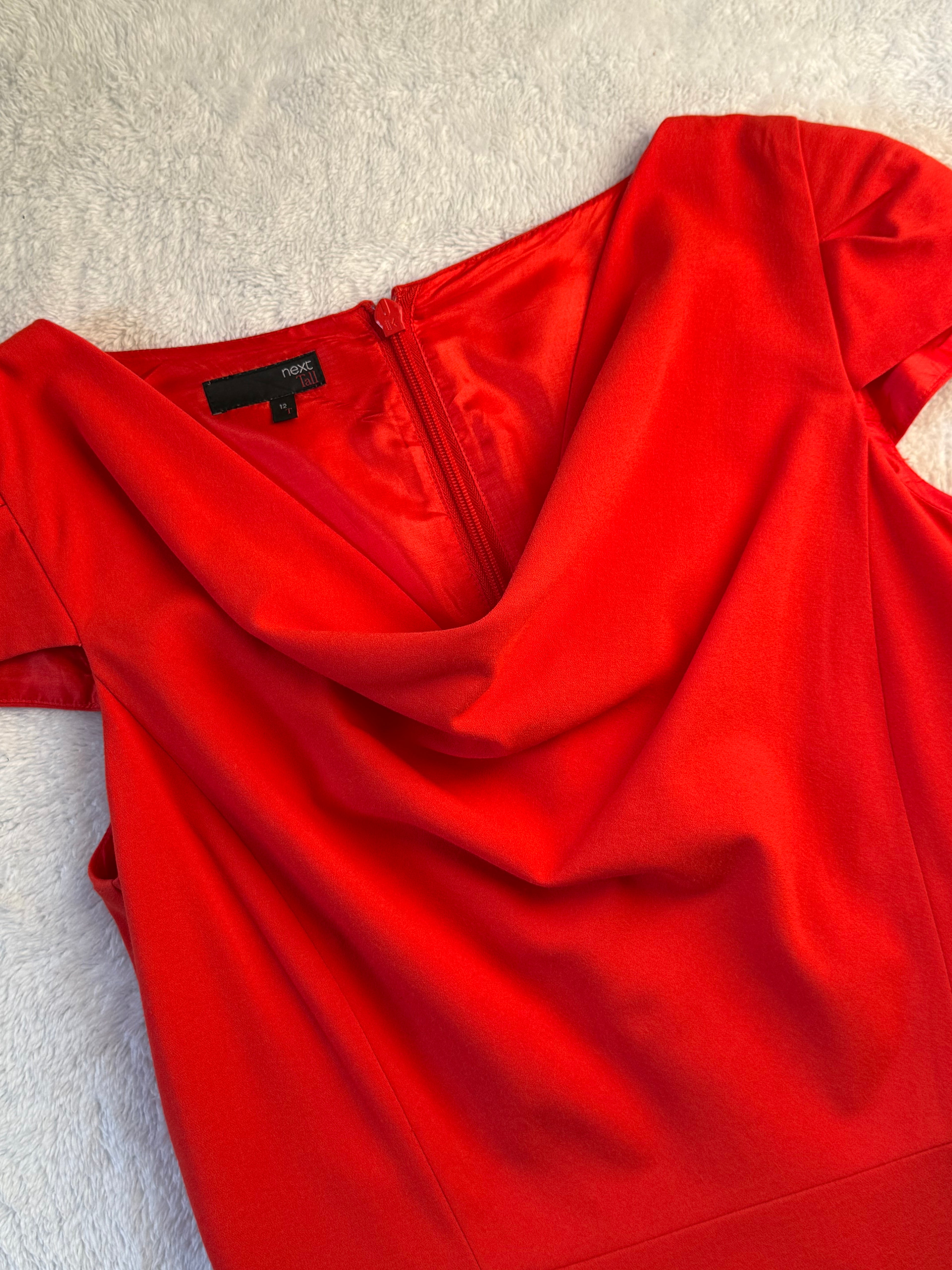 Next Tall Red Cowl Neck Tailored Dress | UK 12