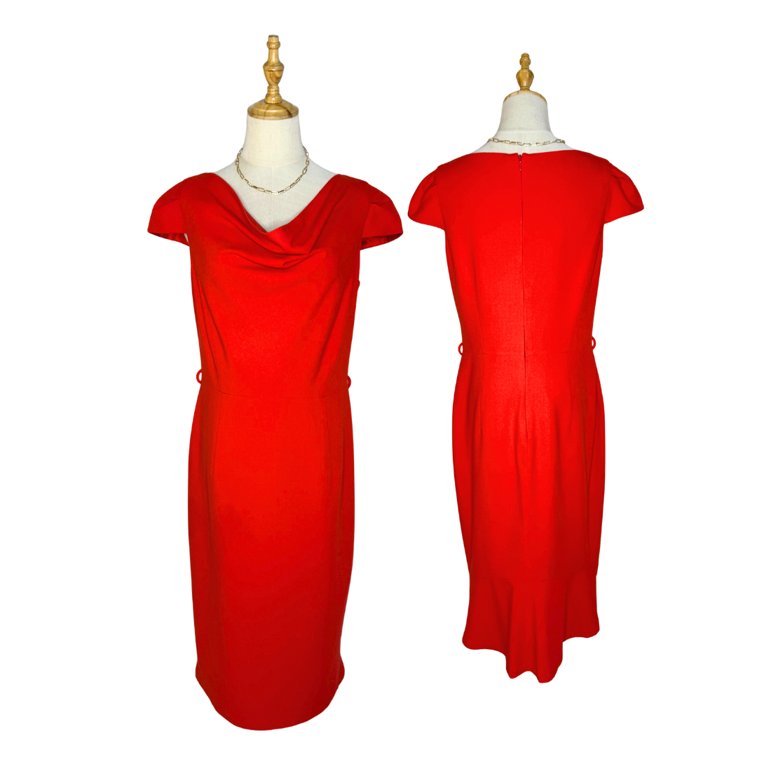 Next Tall Red Cowl Neck Tailored Dress | UK 12