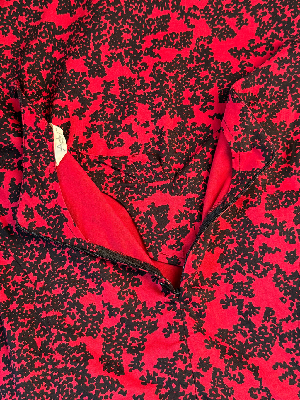 Adini Red & Black Print Sleeveless Dress | MEDIUM