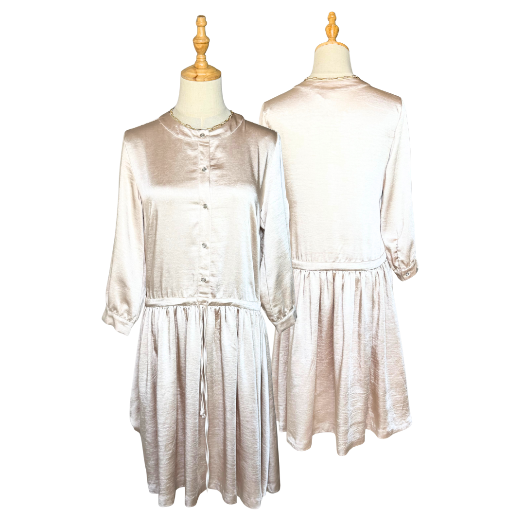 ADOREE Luxe Satin Drop Waist Dress | (Preloved)