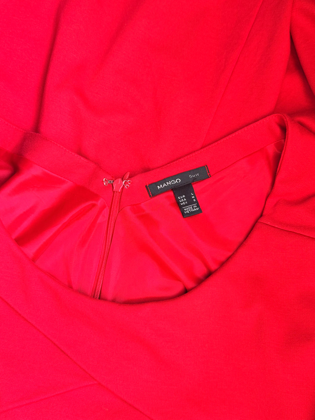 Mango Suit Red Draped Detail Bodycon Dress – Size L | Elegant Cocktail & Party Dress