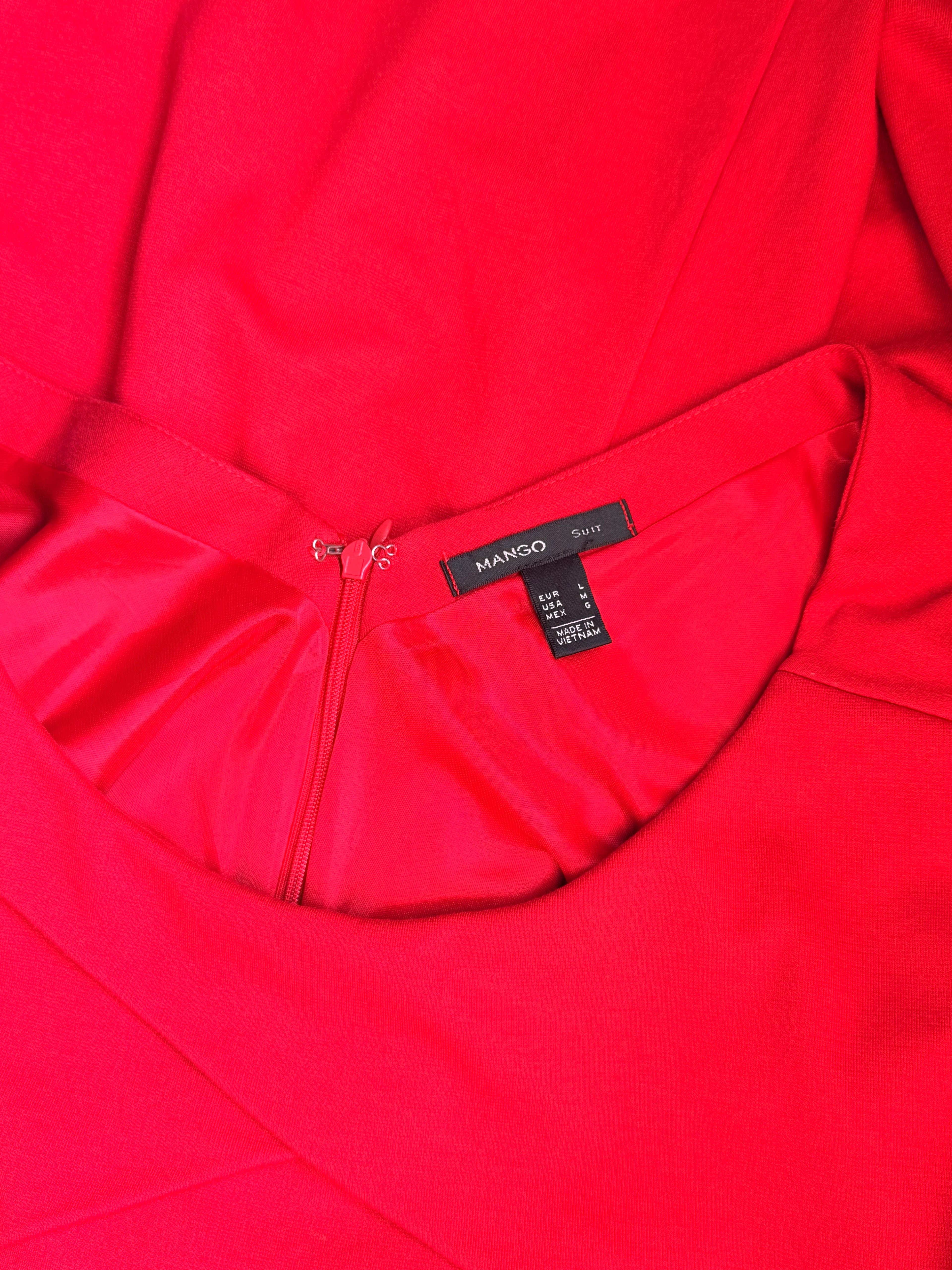 Mango Suit Red Draped Detail Bodycon Dress – Size L | Elegant Cocktail & Party Dress