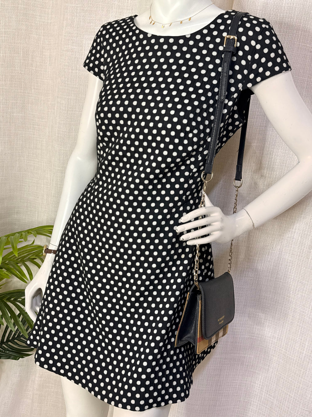 Zara Basic Black & White Polka Dot Pleated Mini Dress – Size M / UK 10