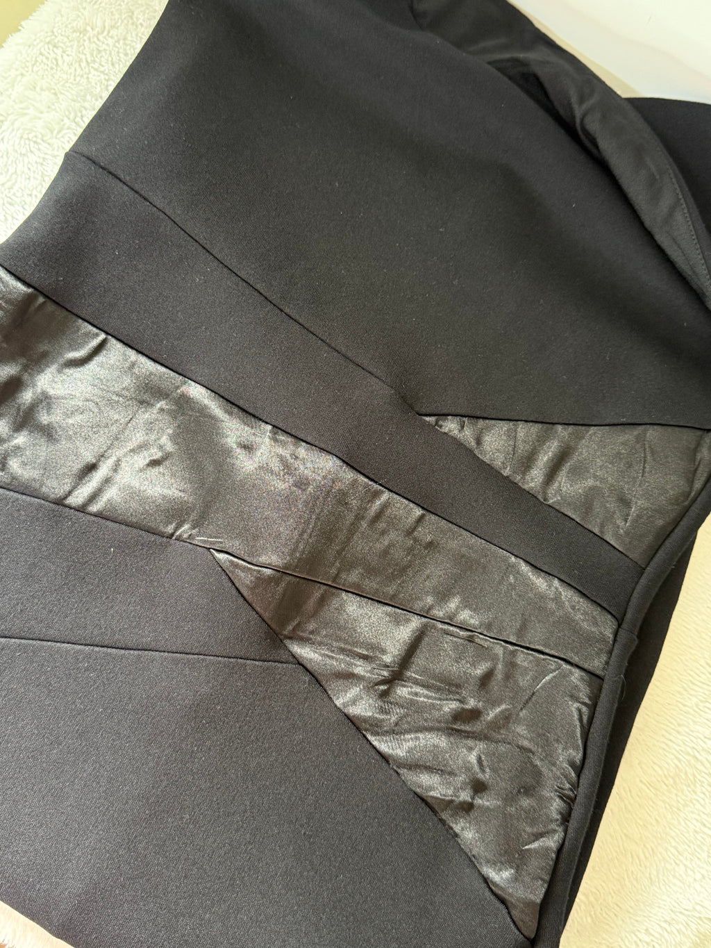 Lipsy London Black Off-Shoulder Dress with Faux Leather Detail | UK 10 (Preloved)