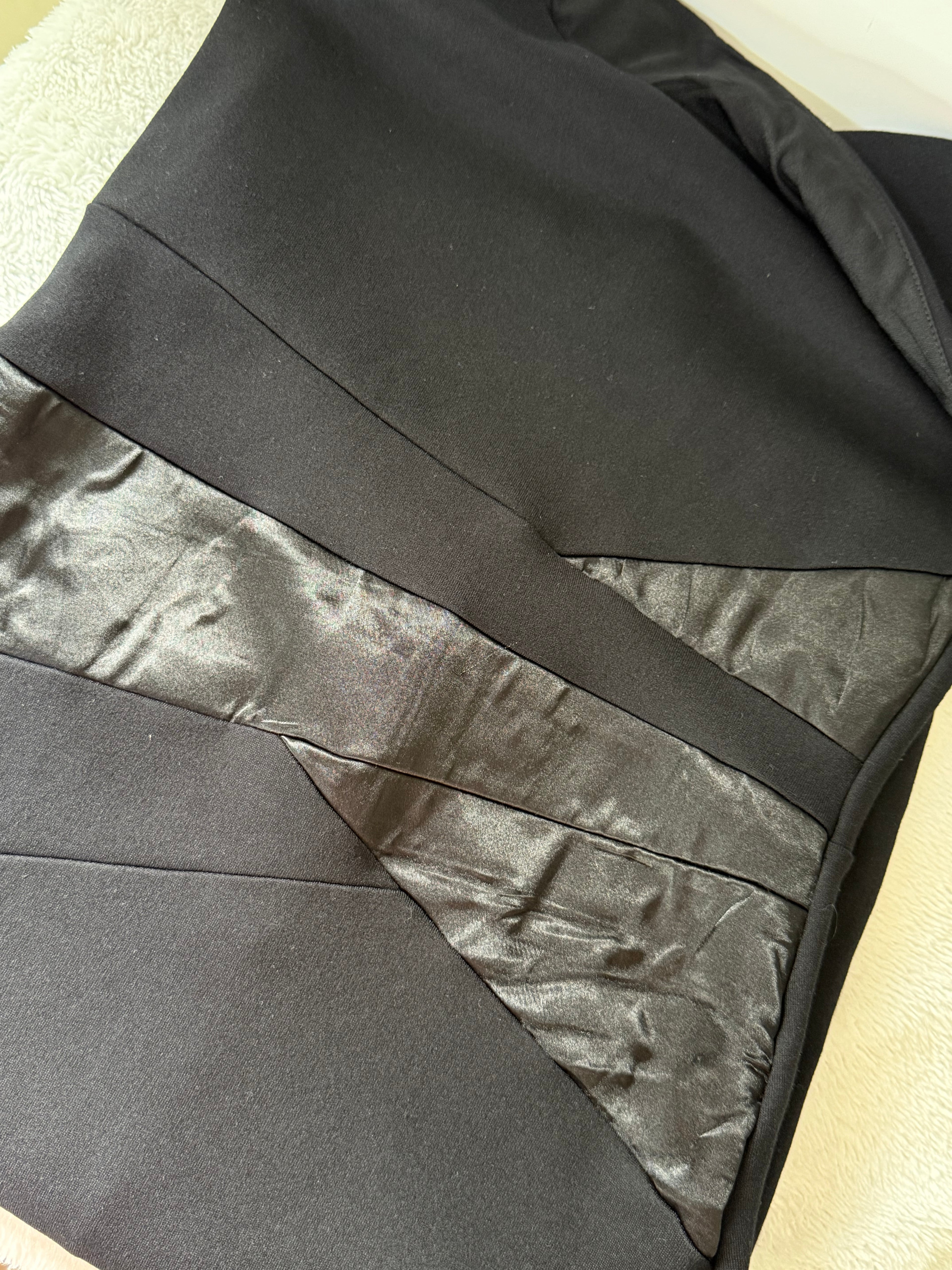 Lipsy London Black Off-Shoulder Dress with Faux Leather Detail | UK 10 (Preloved)