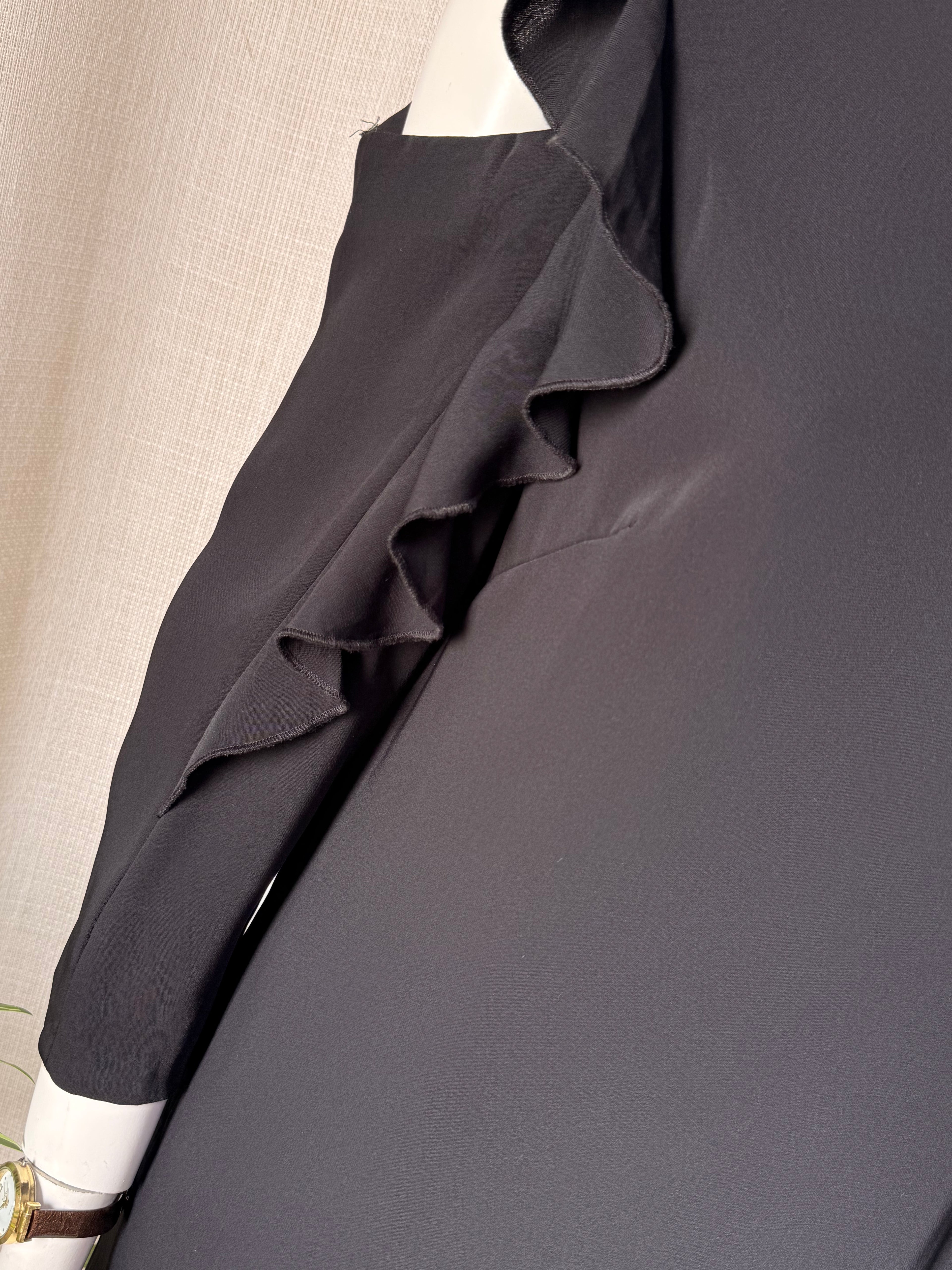 F&F Black Cold Shoulder Ruffle Shift Dress – UK 10 | Elegant Party & Evening Dress