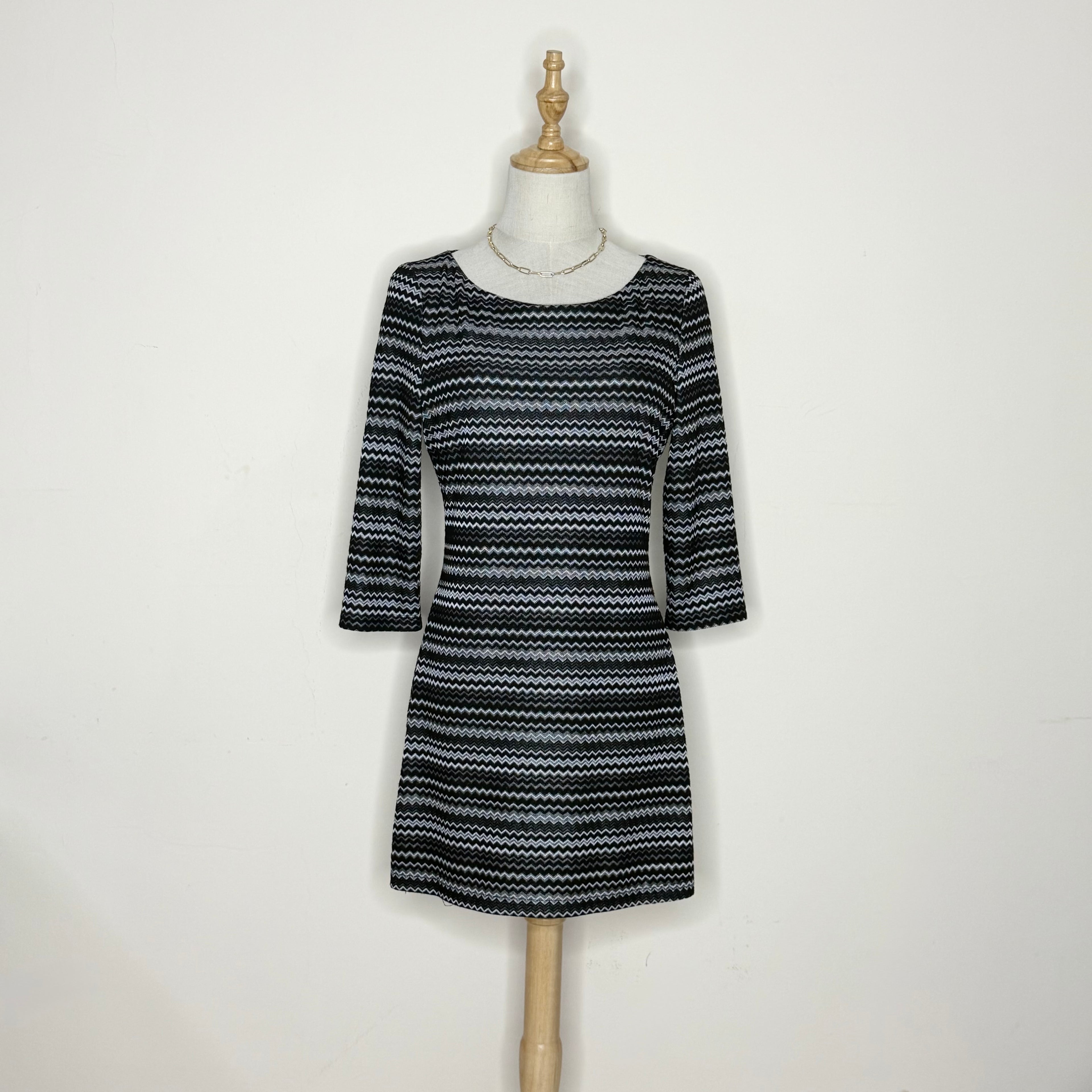 Joseph Ribkoff Black & White Zigzag Print Dress