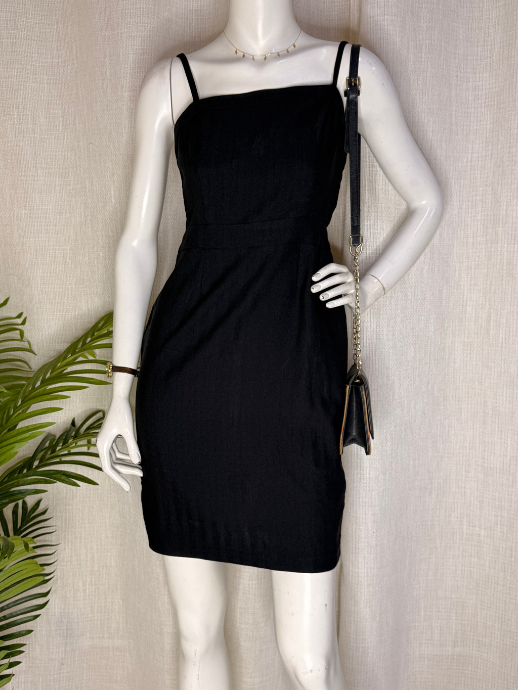 FOREVER 21 Subtle Pinstripe Camisole Sheath Dress - Classic Black (Size L)