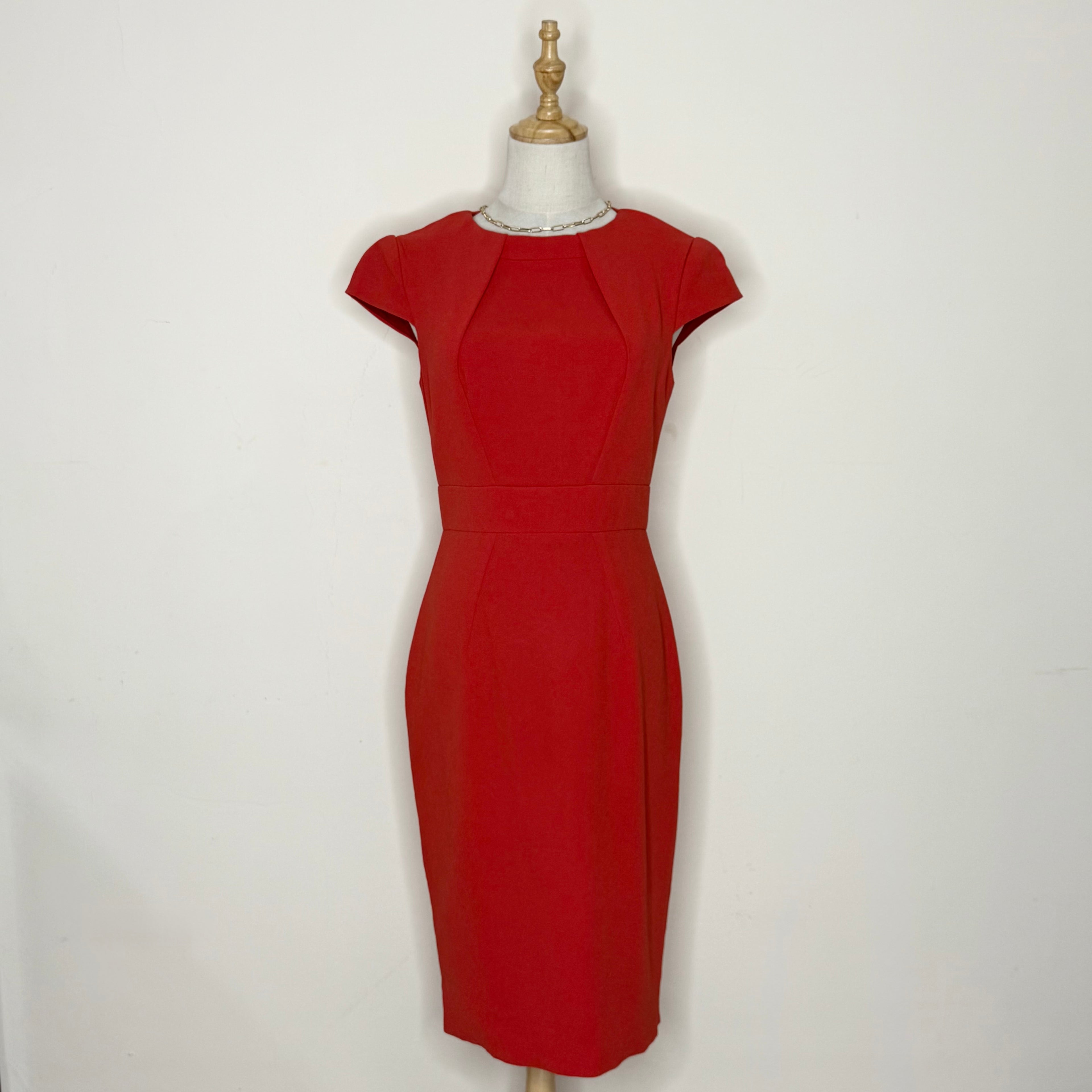Karen Millen Red Structured Sheath Dress