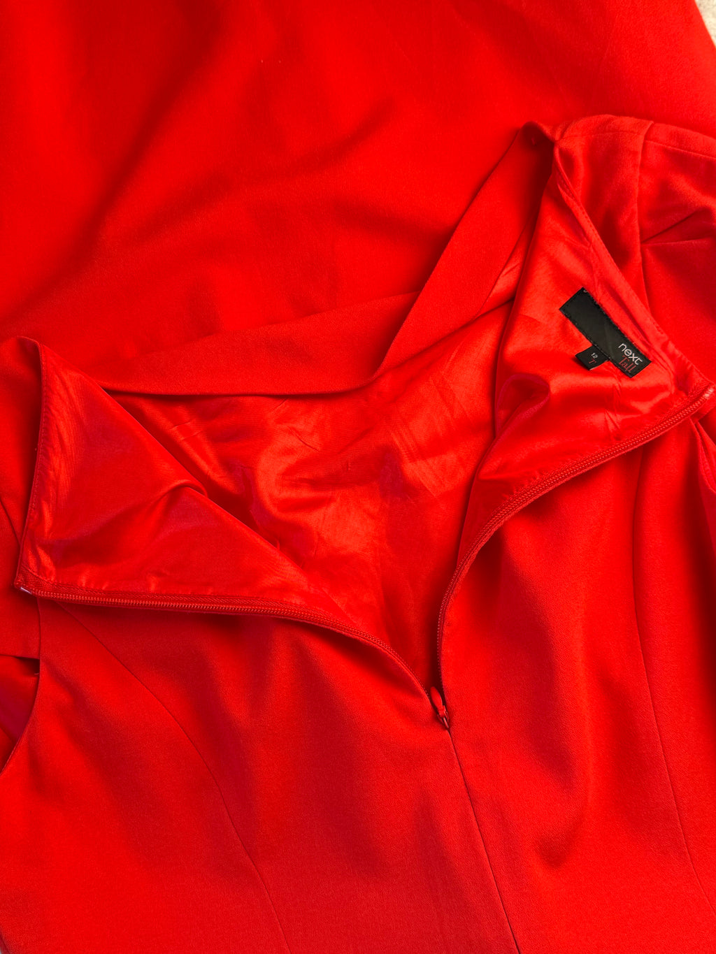 Next Tall Red Cowl Neck Tailored Dress | UK 12
