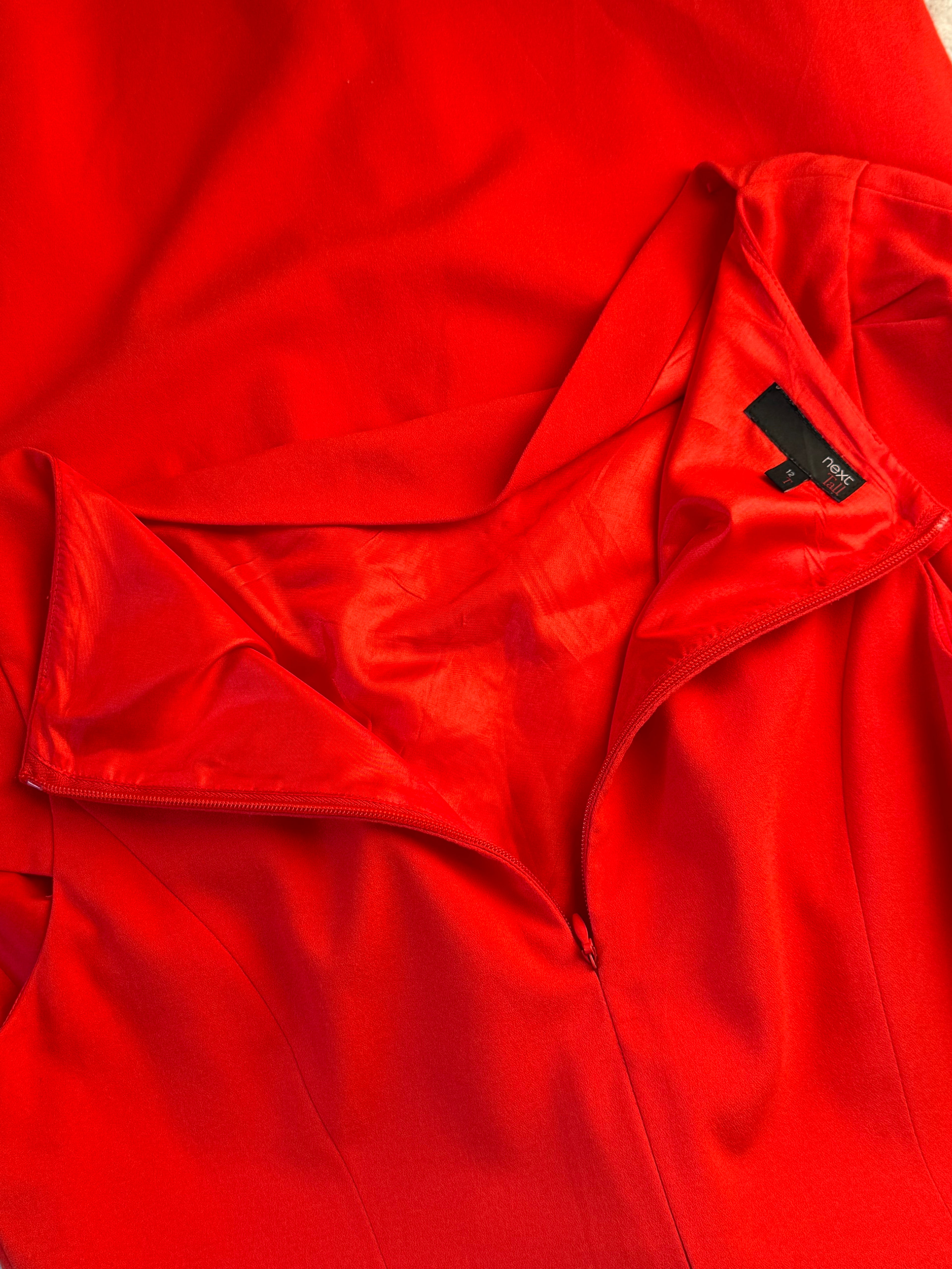 Next Tall Red Cowl Neck Tailored Dress | UK 12