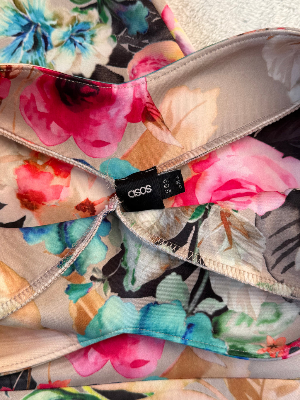 ASOS Floral Print Cowl Neck Bodycon Dress | UK 4 (Extra Small)