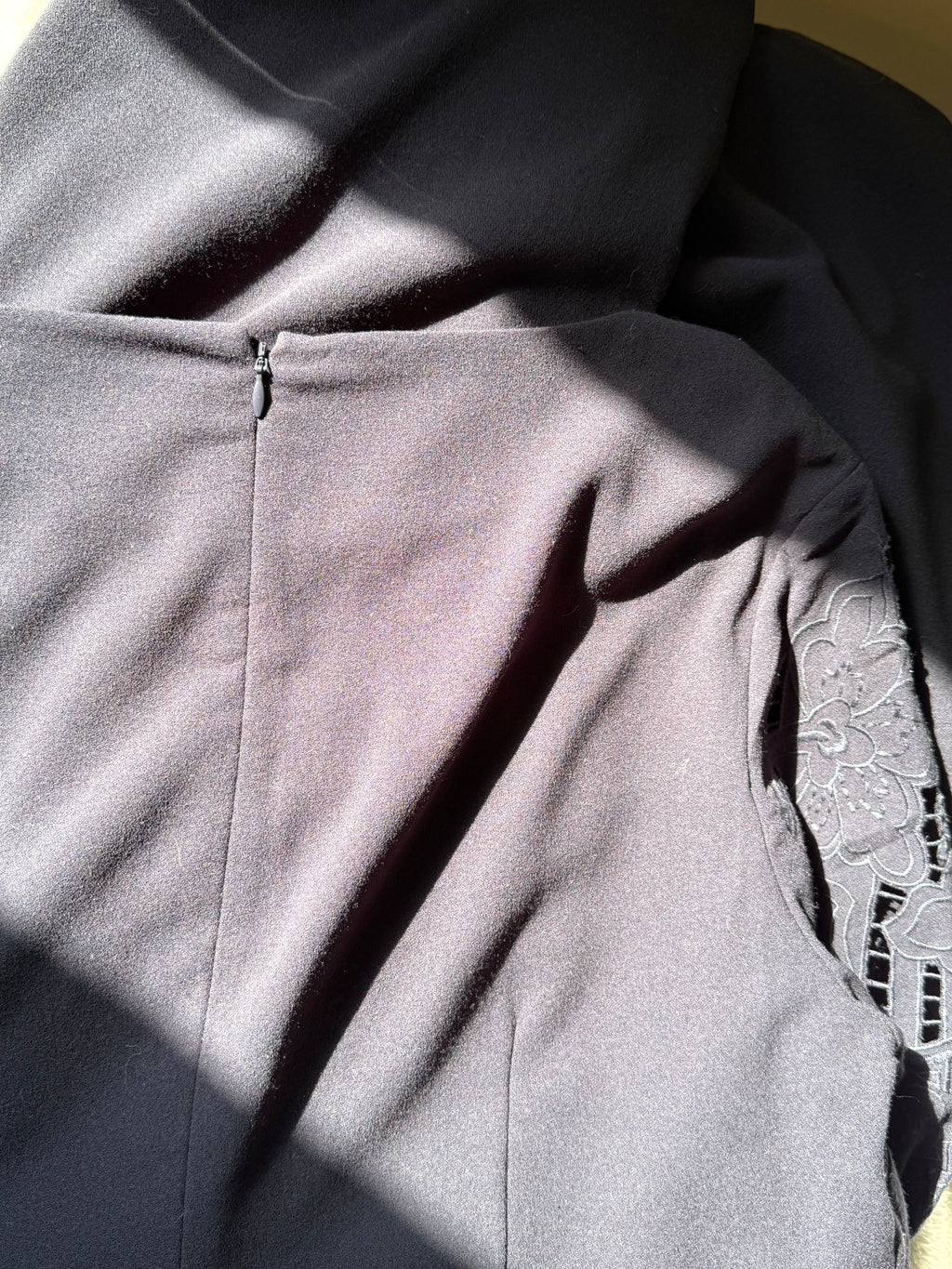 COUNTRY CASUALS Navy Dress with Cutwork Sleeves | (Preloved)