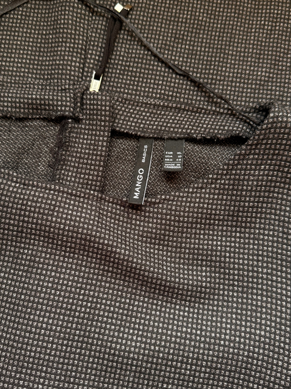 MANGO Basics Houndstooth Check Shift Dress - Black/Grey (Size L/XL)