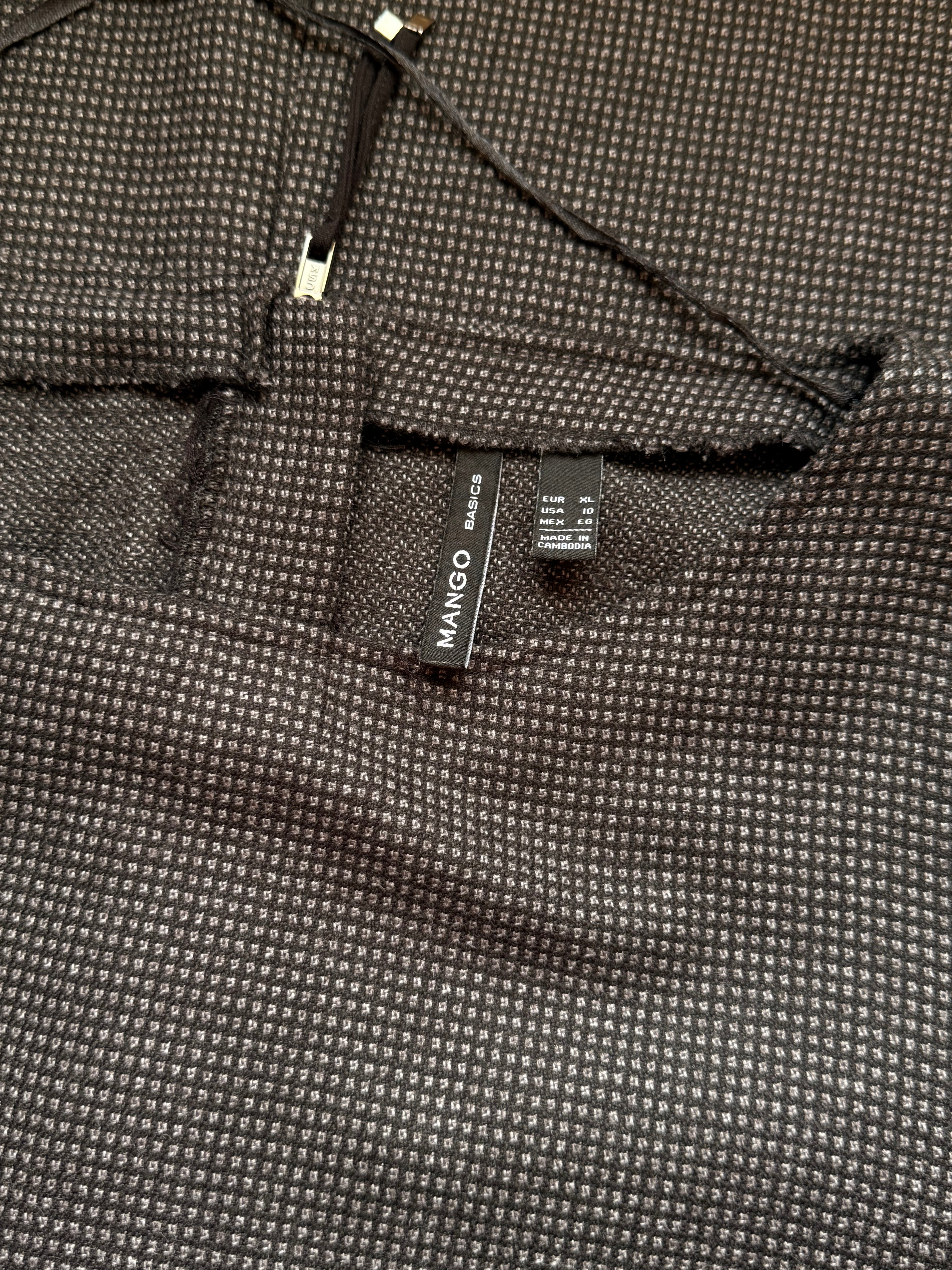 MANGO Basics Houndstooth Check Shift Dress - Black/Grey (Size L/XL)