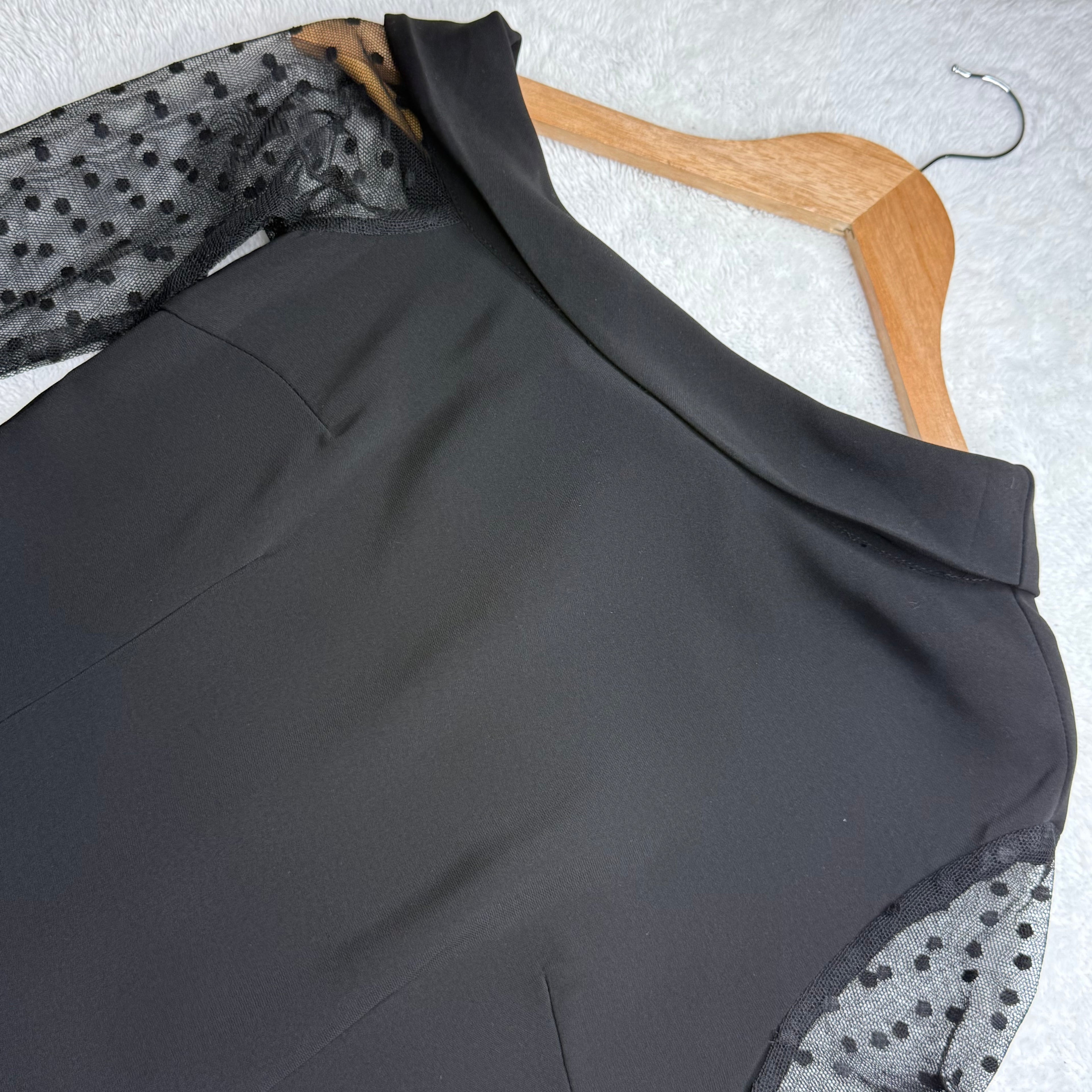 Bianca and Bridgette Black Mini Dress with Mesh Sleeves