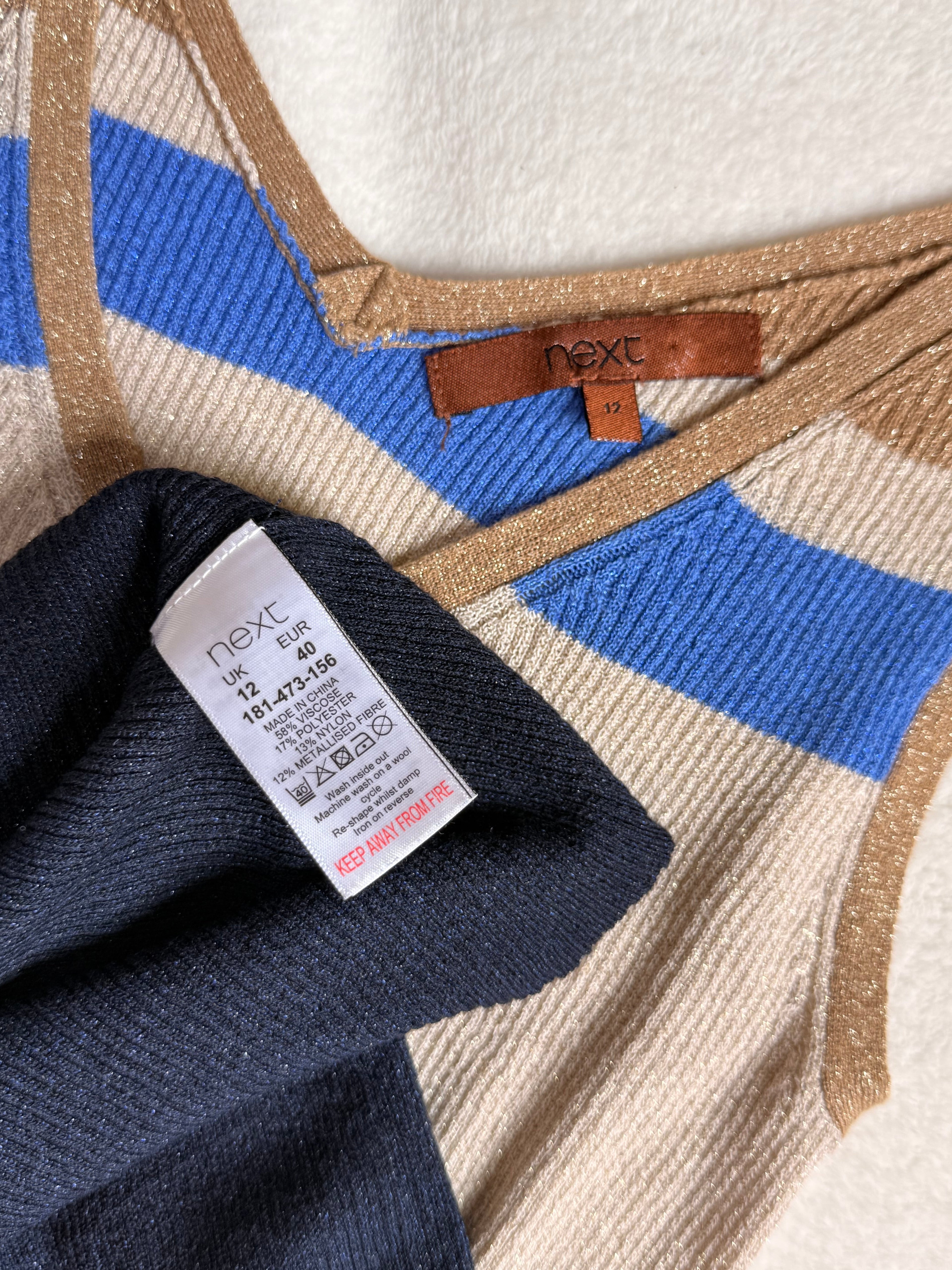 Next Metallic Color-Block Ribbed | UK 12