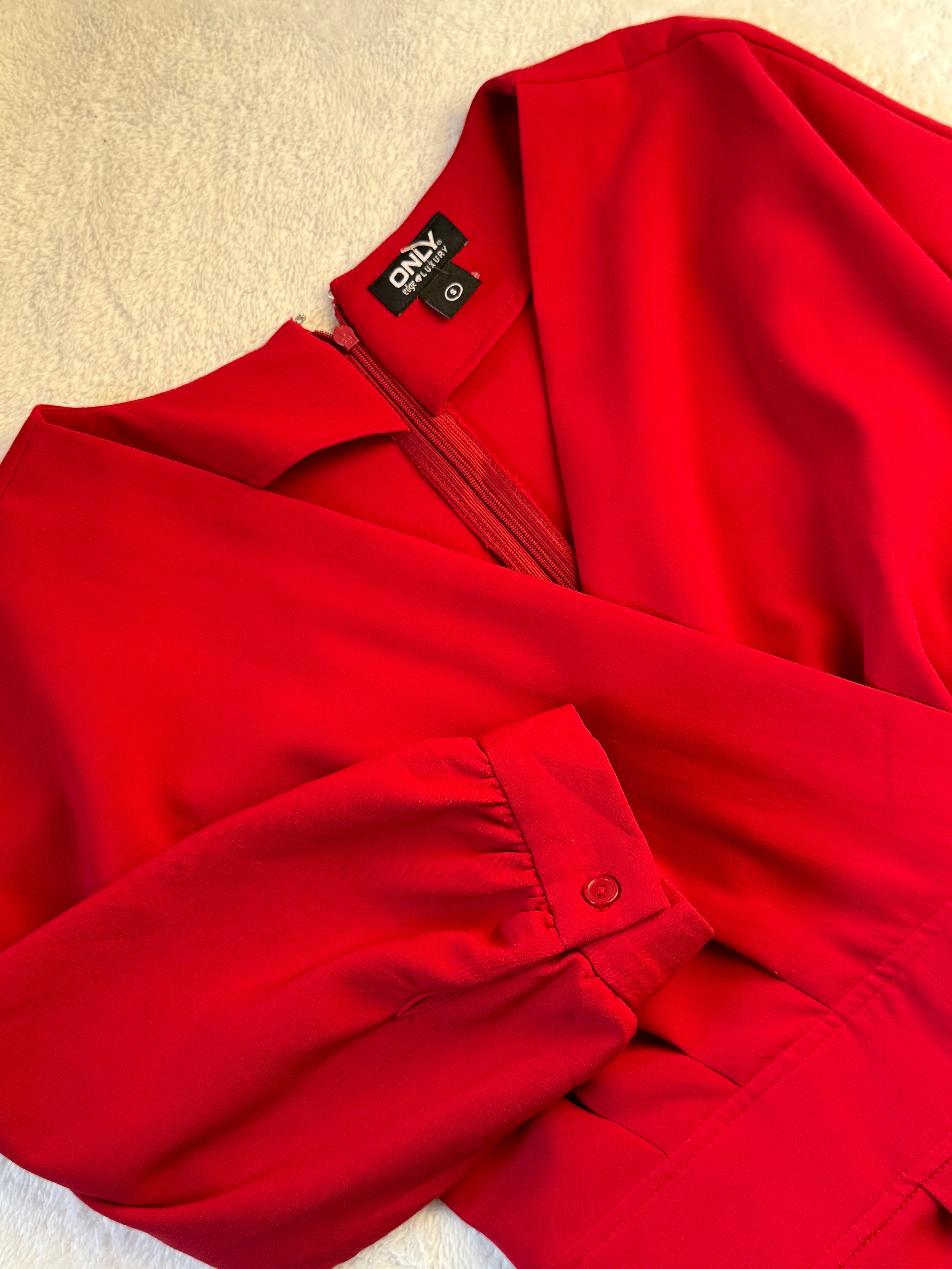 Only Edge Luxury Red Wrap Midi Dress | SMALL