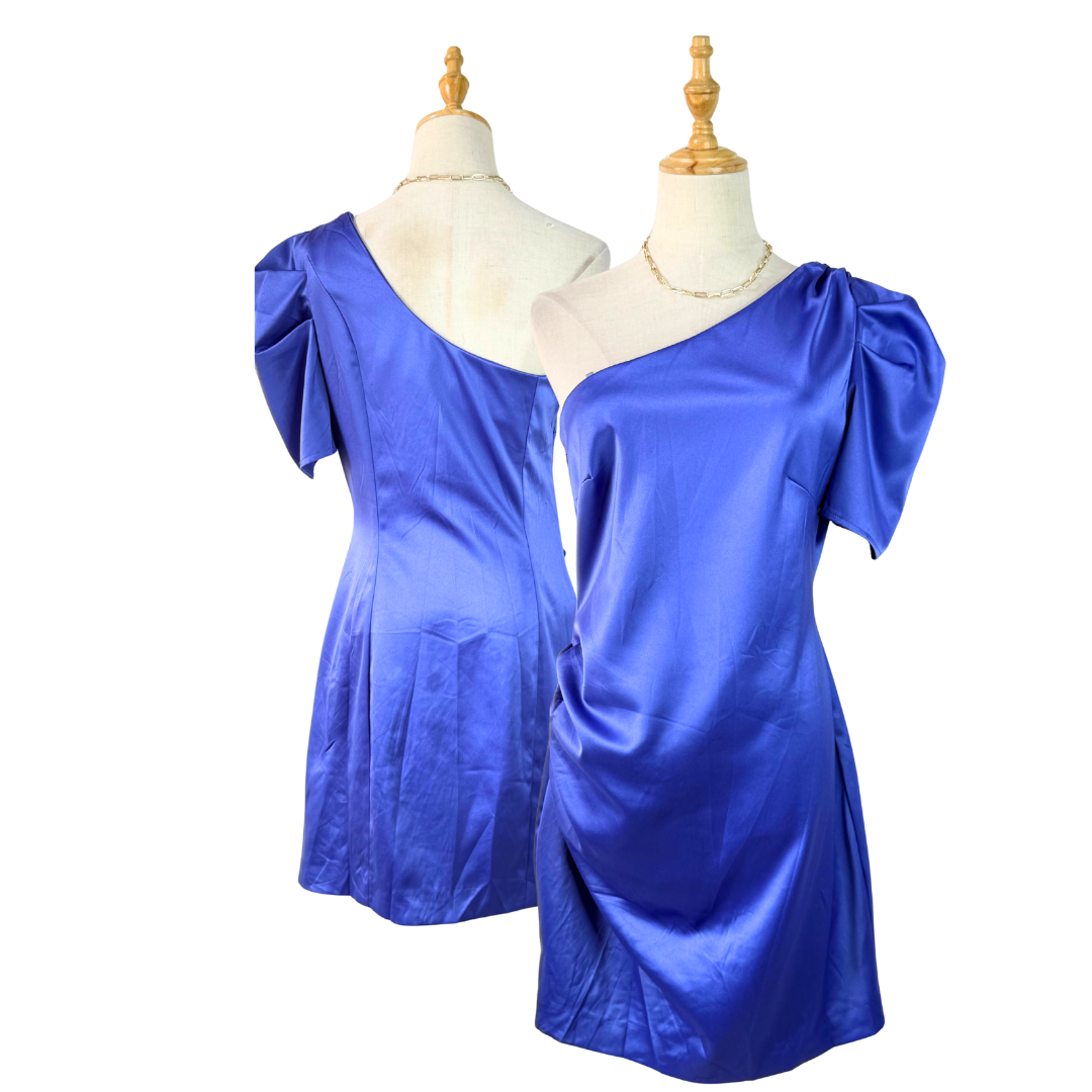 Stunning River Island One-Shoulder Royal Blue Mini Dress UK 14