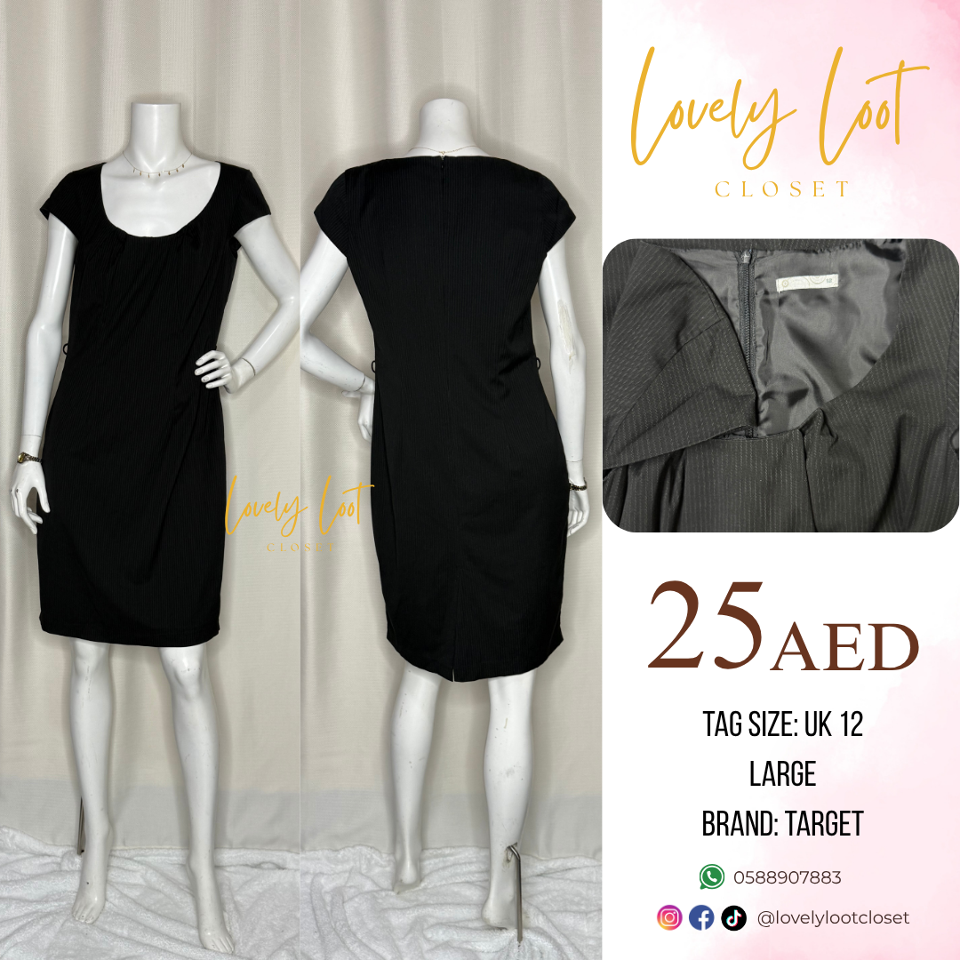 Target Black Cap-Sleeve Dress (UK 12 / L)