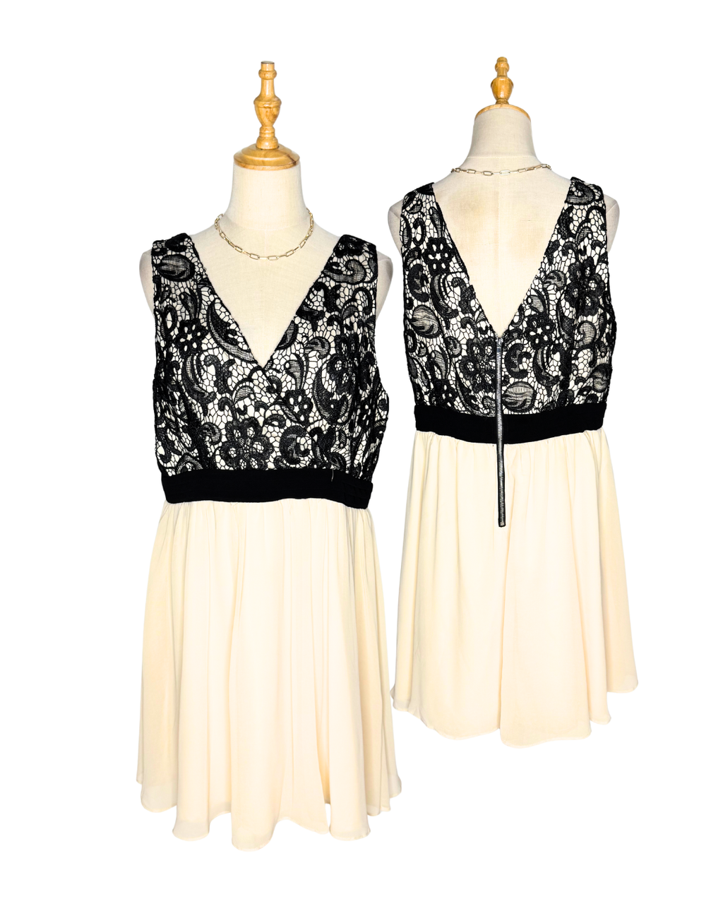 Black Lace & Cream Skater Dress by Little Mistress - Women’s Size 18 - New with Tags