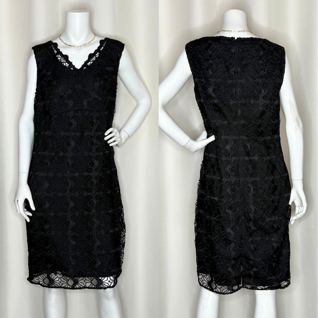 Classic Black Lace Sleeveless Dress (14 / 2XL)