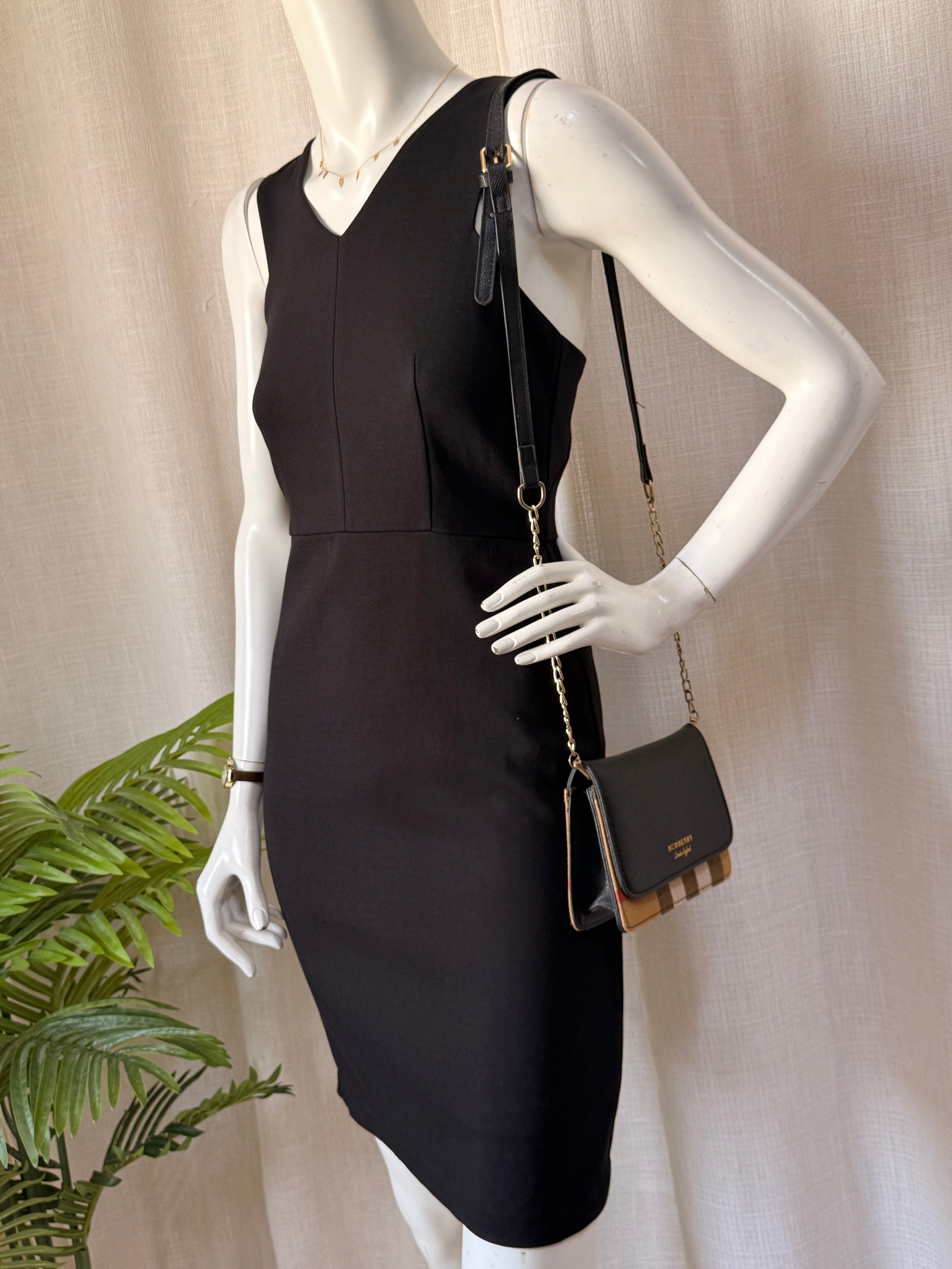 Black V-Neck Bodycon Dress | Exposed Gold Zip Cocktail Dress