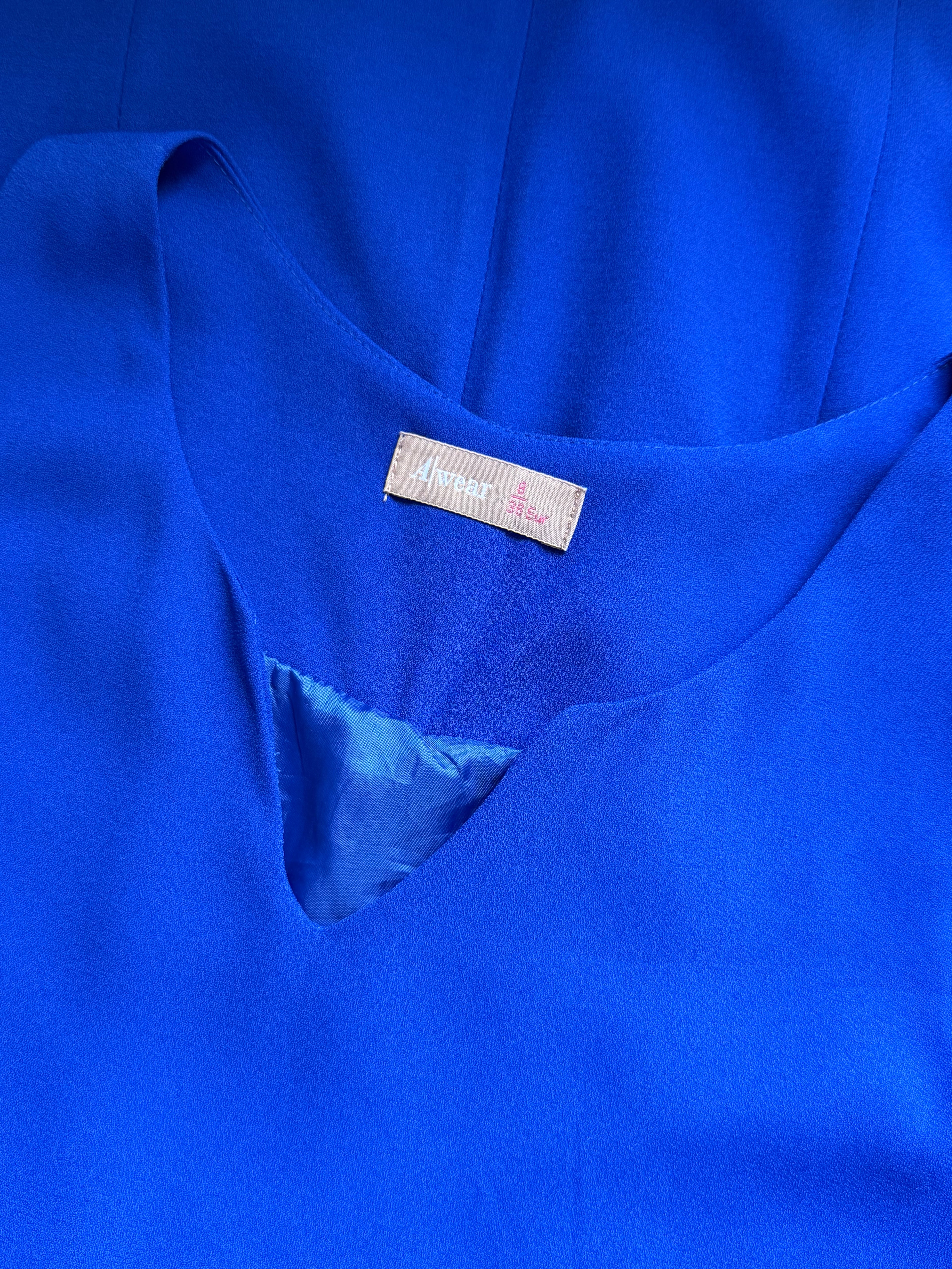 A|wear Cobalt Blue V-Neck Shift Dress with Front Pockets
