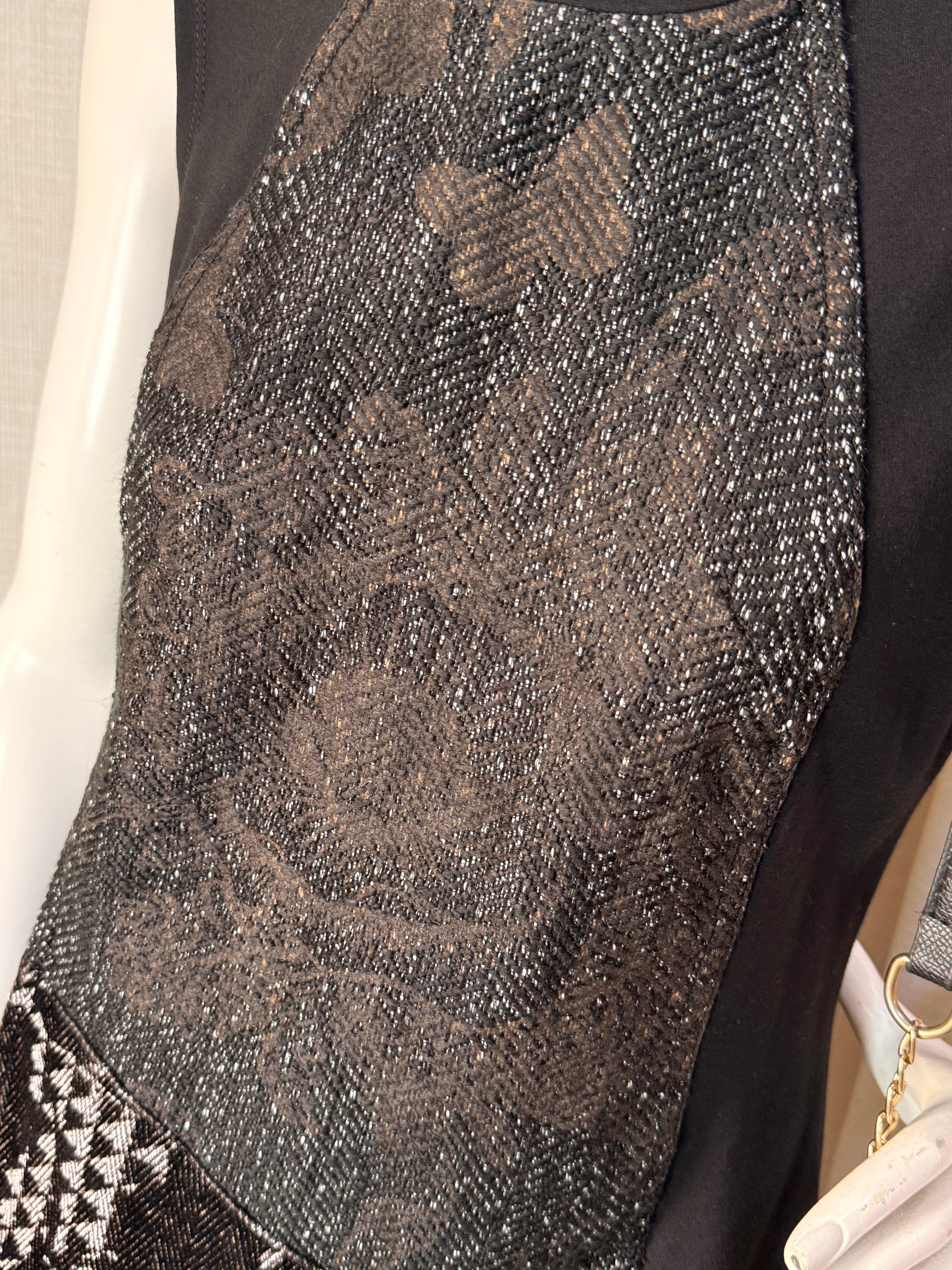 Desigual Black Metallic Mixed Print Sleeveless Dress – Size Medium | Statement Party Dress