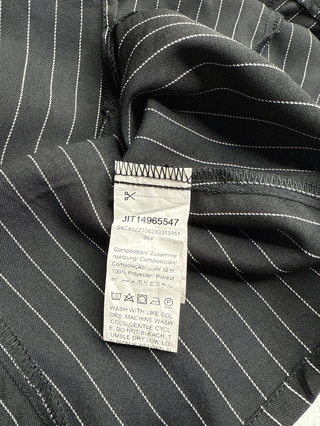 SHEIN Black Pinstripe Strapless Dress (Small)