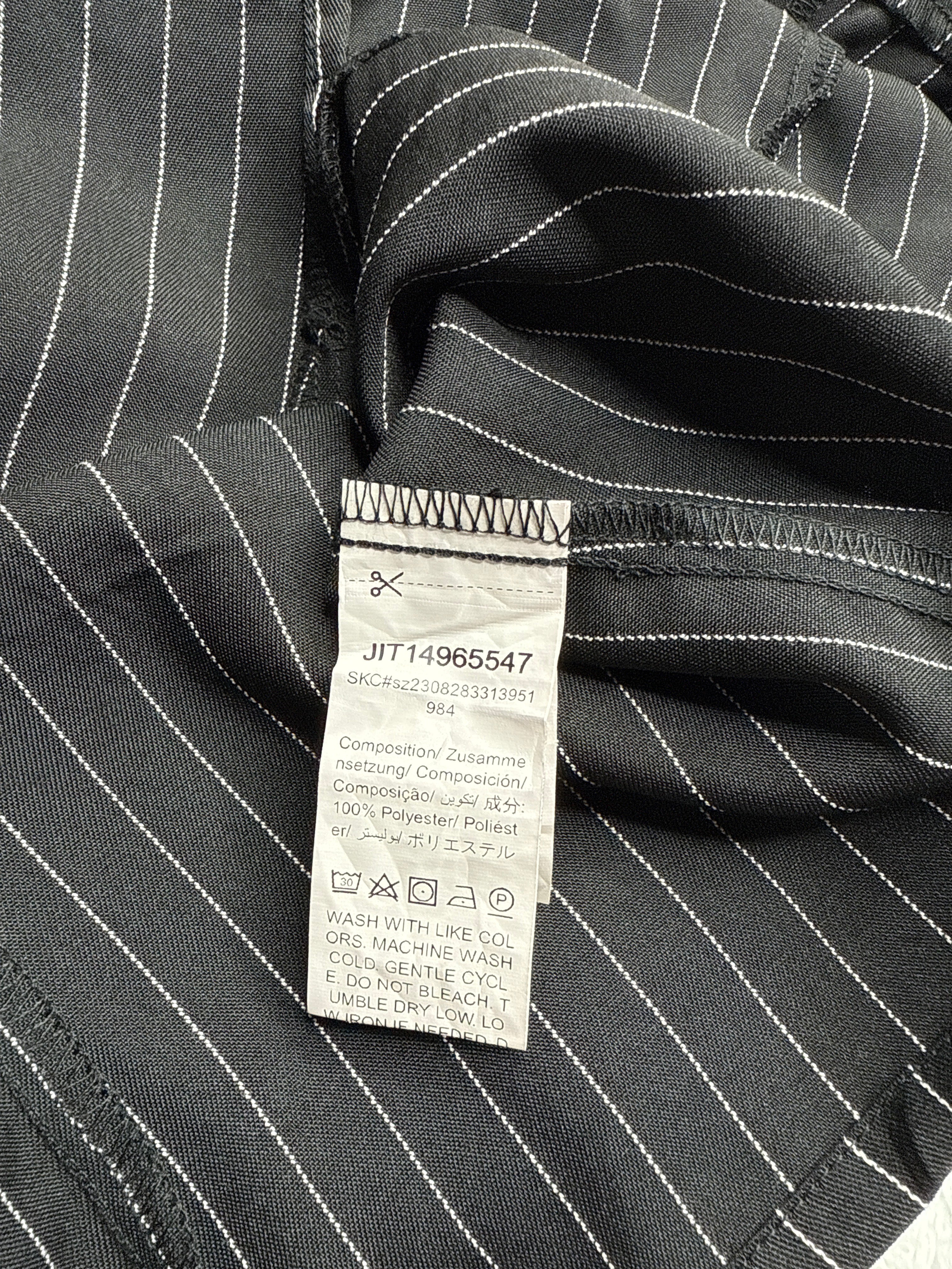 SHEIN Black Pinstripe Strapless Dress (Small)