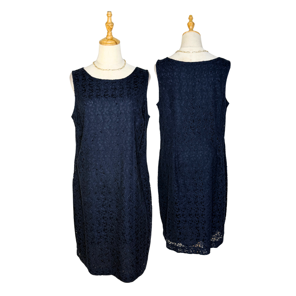 Soon Plus Size Navy Blue Lace Sheath Dress (UK 18)