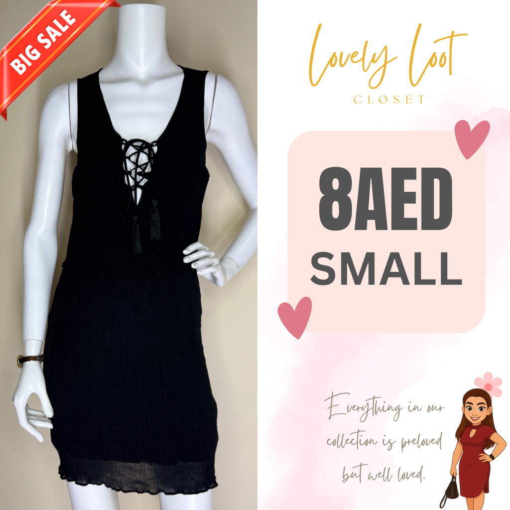 Black Lace-Up Mini Dress