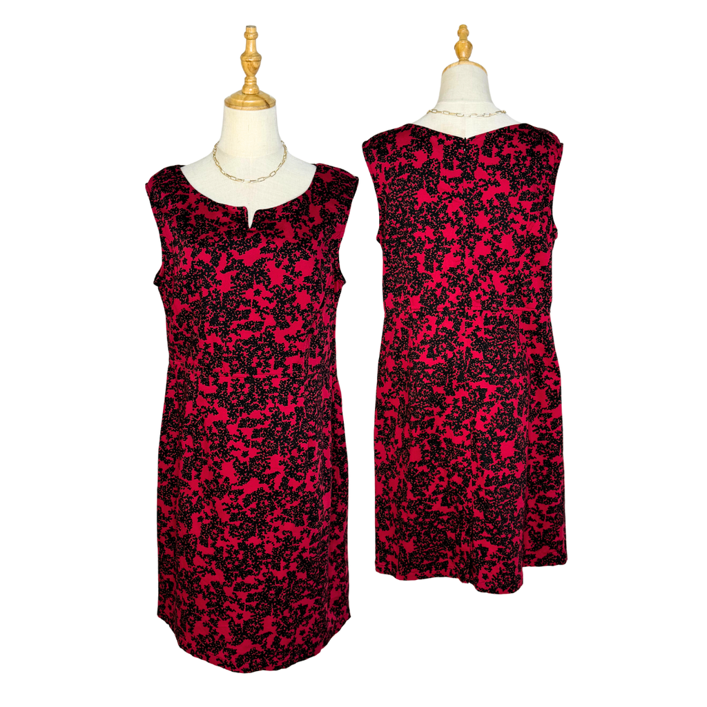 Adini Red & Black Print Sleeveless Dress | MEDIUM
