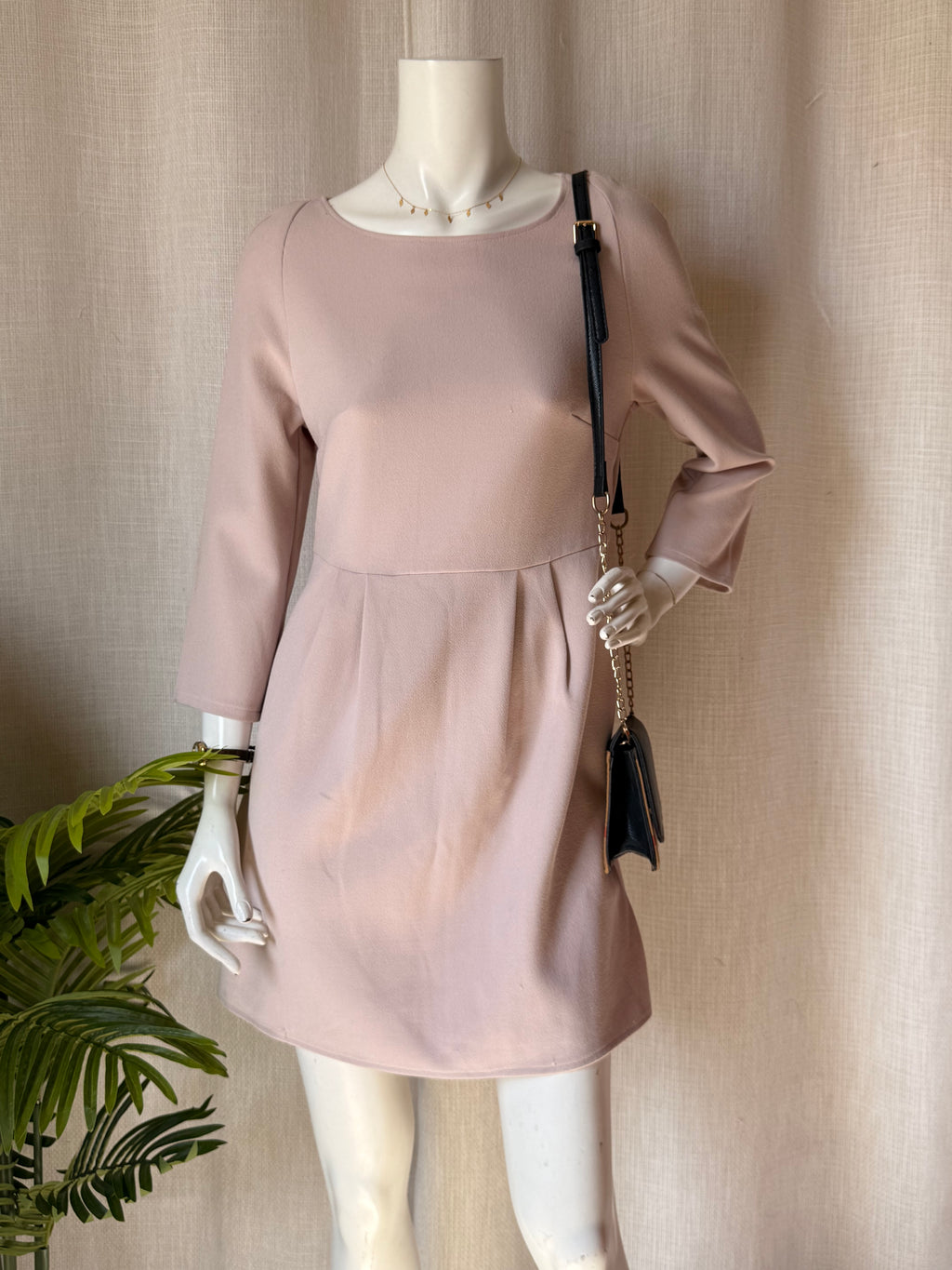 Light Pink A-Line Dress | Boat Neck | Bust 36"