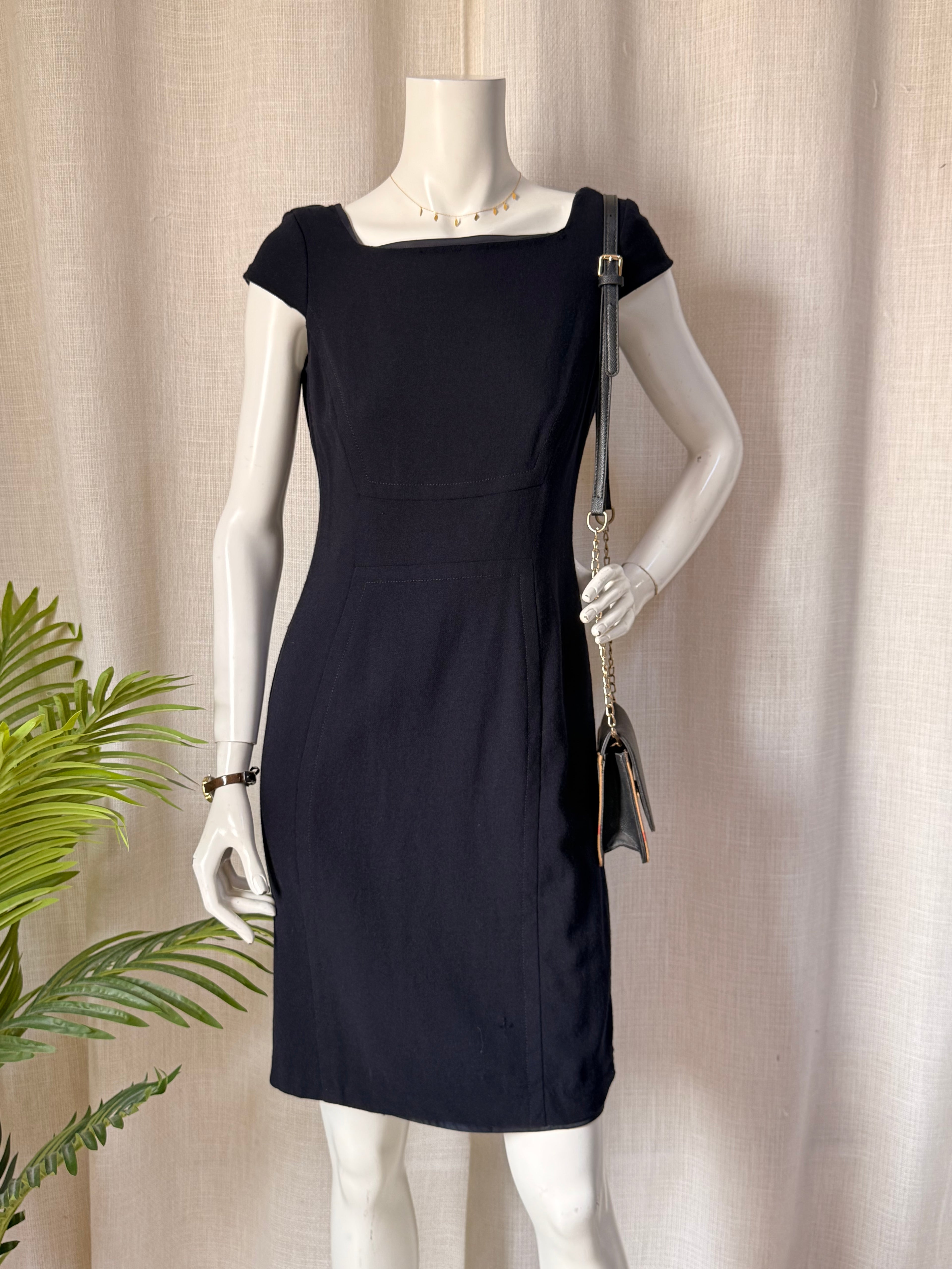 Hobbs London Navy Blue Wool Blend Sheath Work Dress – UK 10 | Classic Office & Business Dress
