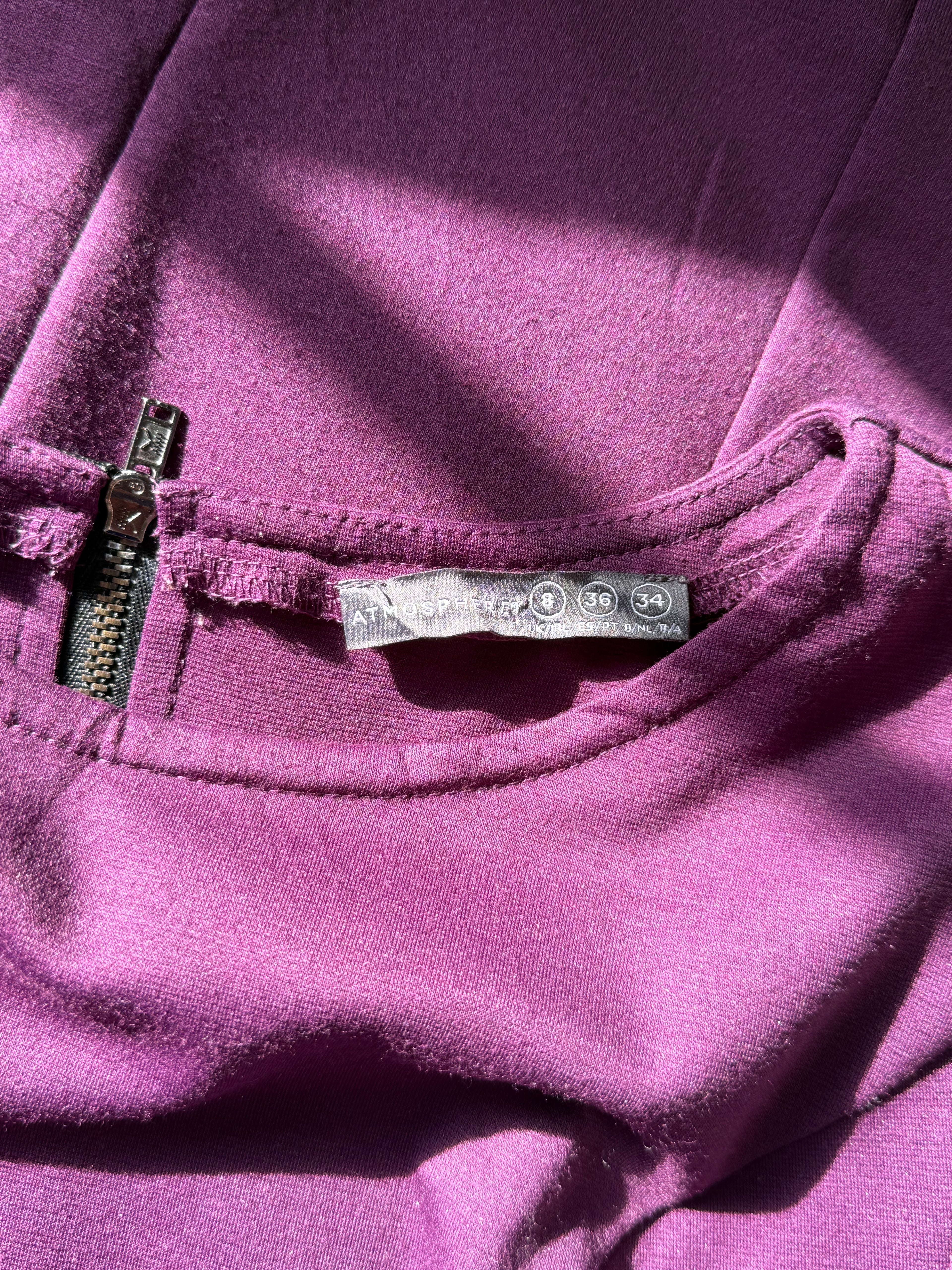 ATMOSPHERE Purple Bodycon Dress with Exposed Zip | UK 8