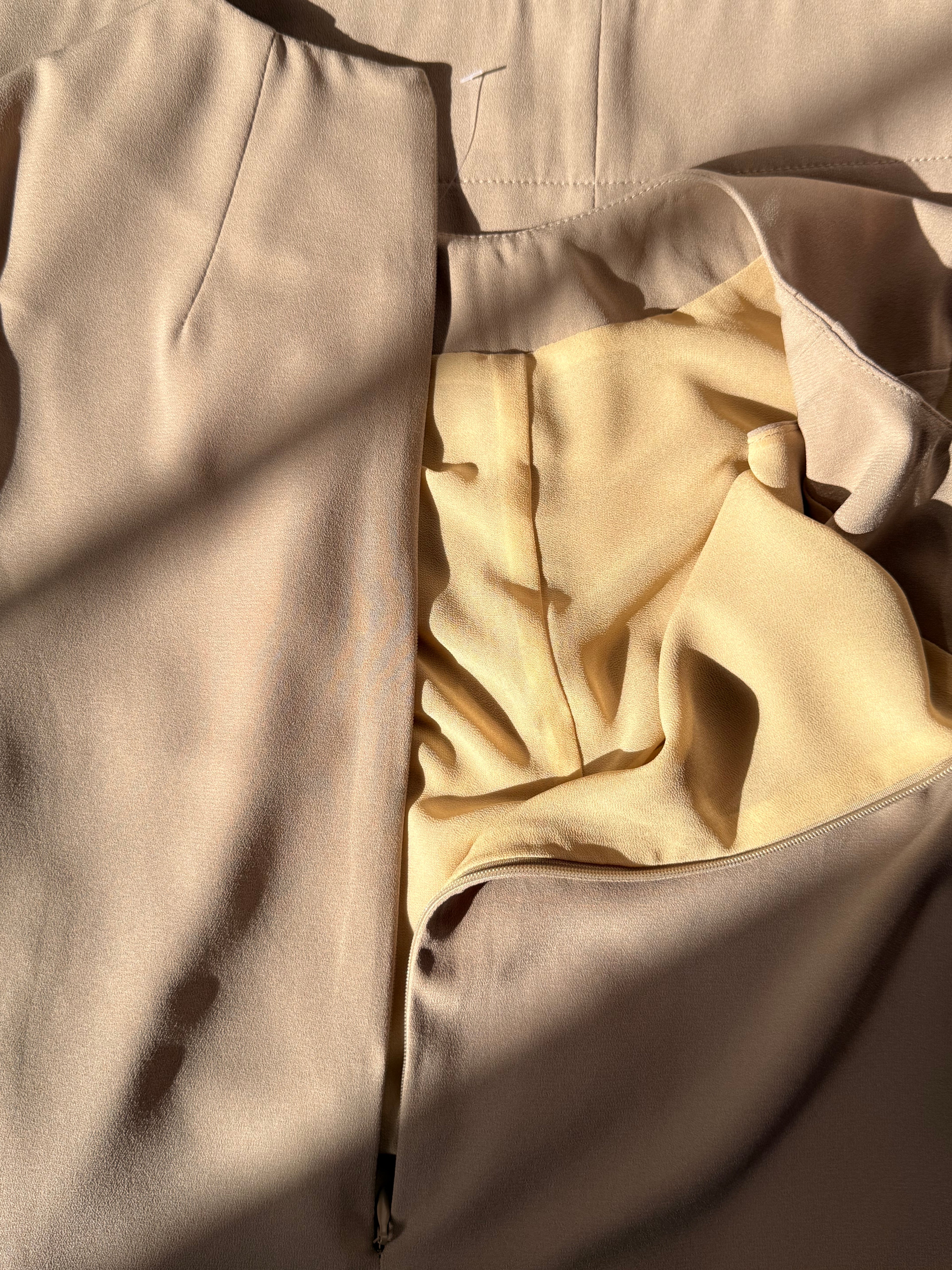 Taupe Sleeveless Shift Dress | Minimalist | Size S