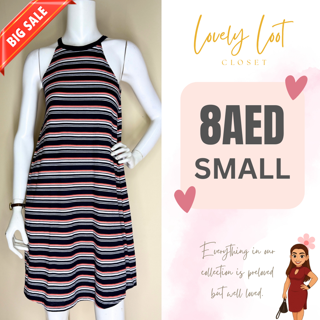 Striped Halter Neck Dress (Small)